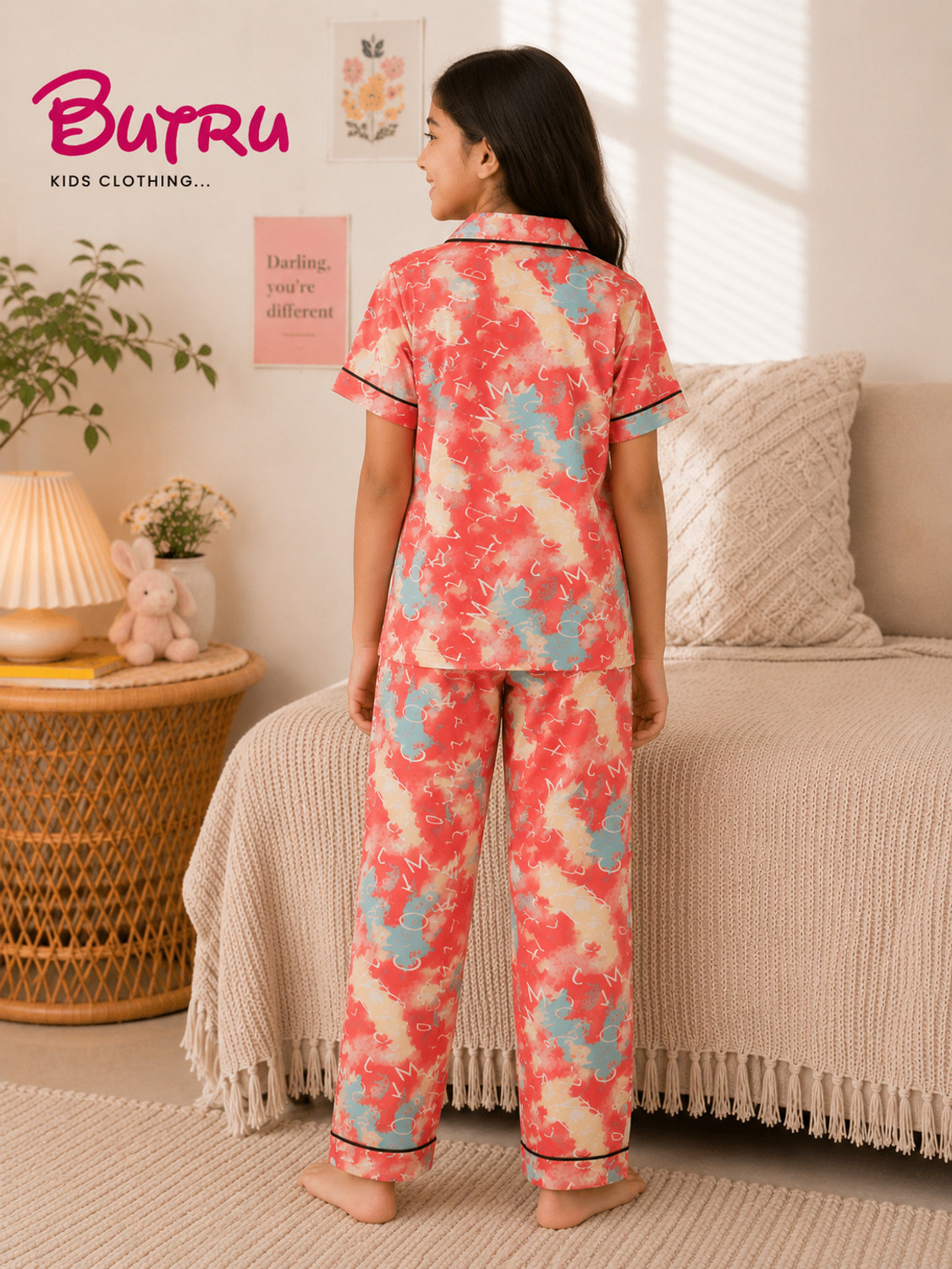 Image of BUTRUKIDS Kids Nightwear Girls Printed Cotton
