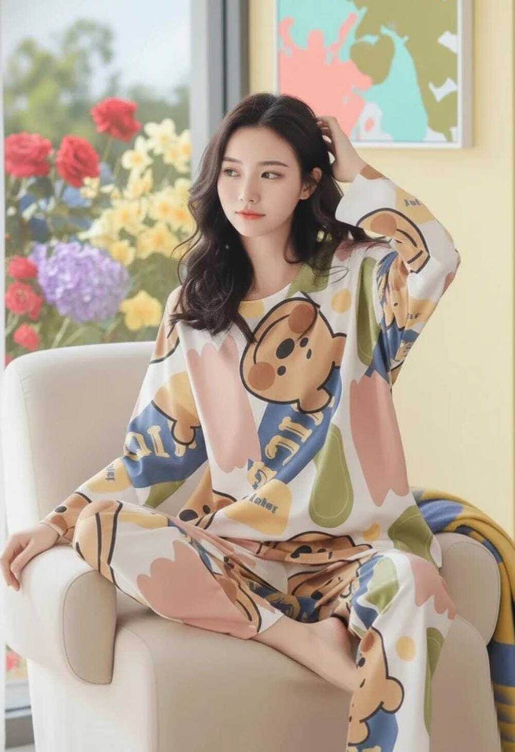 BM7STAR Girls Printed Cotton Blend Kids Nightwear