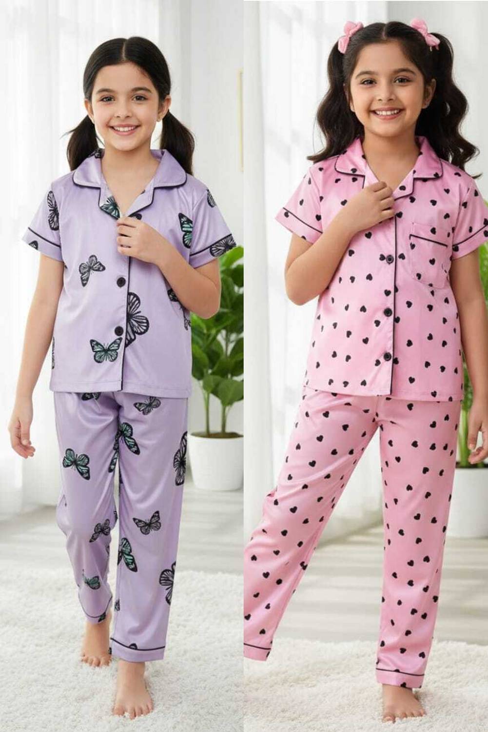 Aasman Enterprise Kids Nightwear Girls Printed Cotton Blend