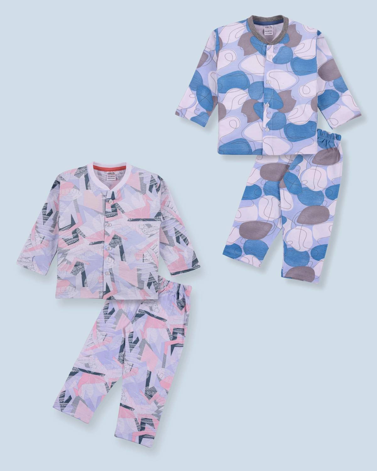 3BROS Kids Nightwear Baby Boys & Baby Girls Printed Cotton