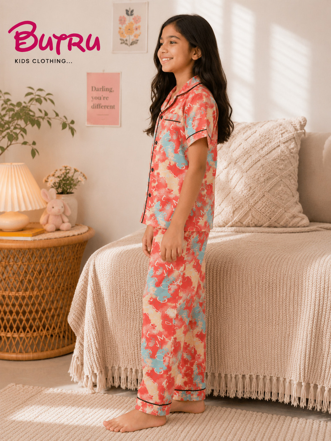 Image of BUTRUKIDS Kids Nightwear Girls Printed Cotton