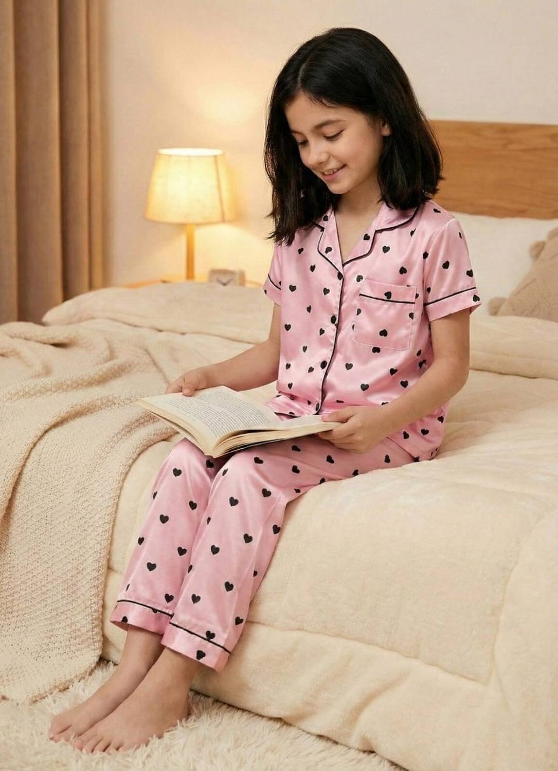 Aasman Enterprise Kids Nightwear Girls Printed Cotton Blend
