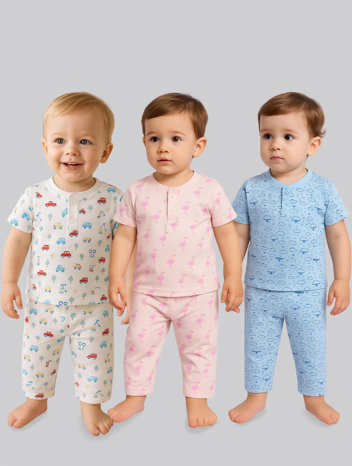 SUPERSQUAD Kids Nightwear Baby Boys & Baby Girls Printed Cotton