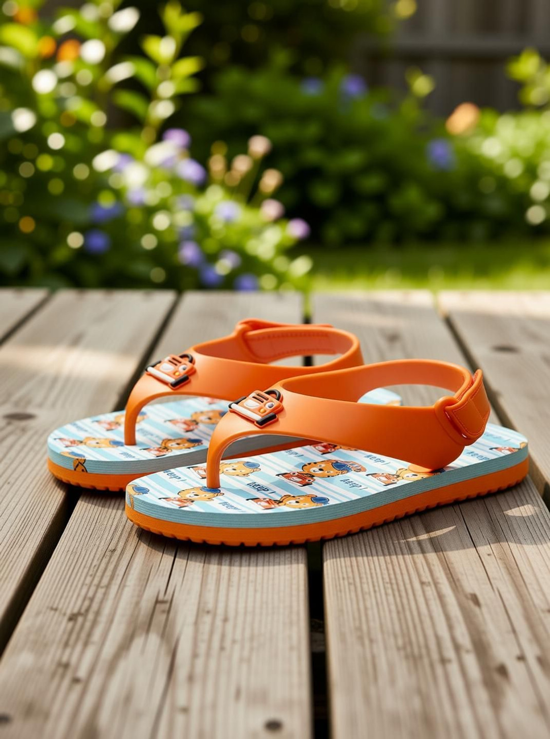 Image of ONYC Velcro T-bar Sandals For Boys & Girls (Orange, 3.5-4 Years)