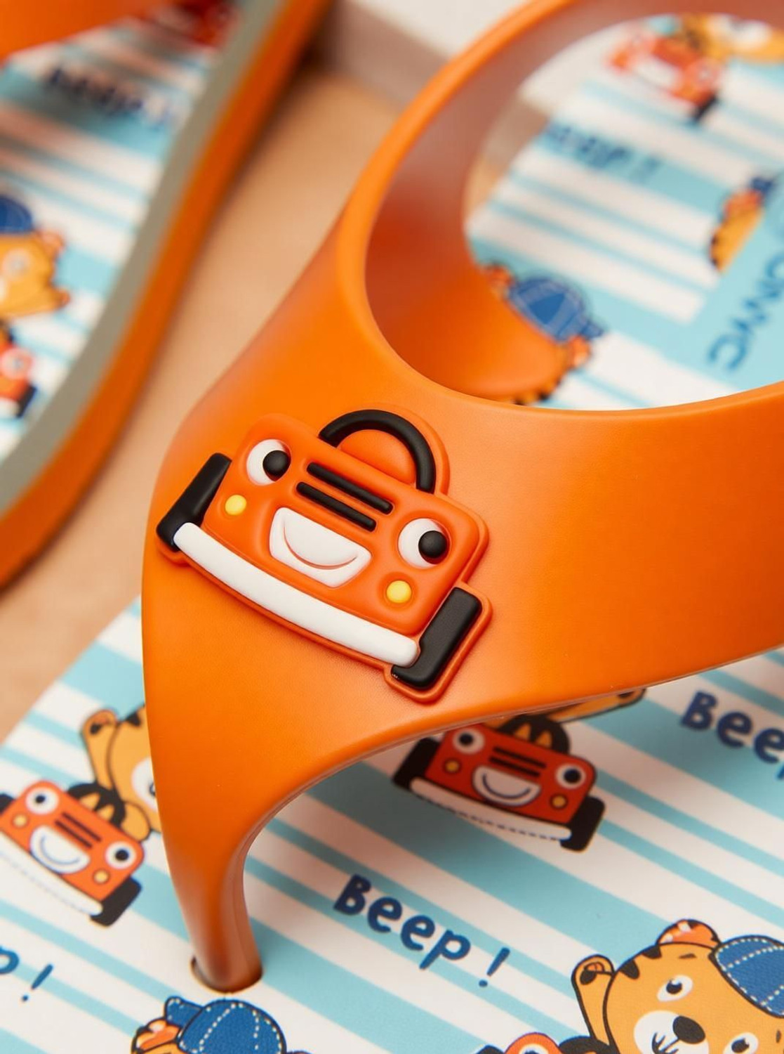 Image of ONYC Velcro T-bar Sandals For Boys & Girls (Orange, 3.5-4 Years)