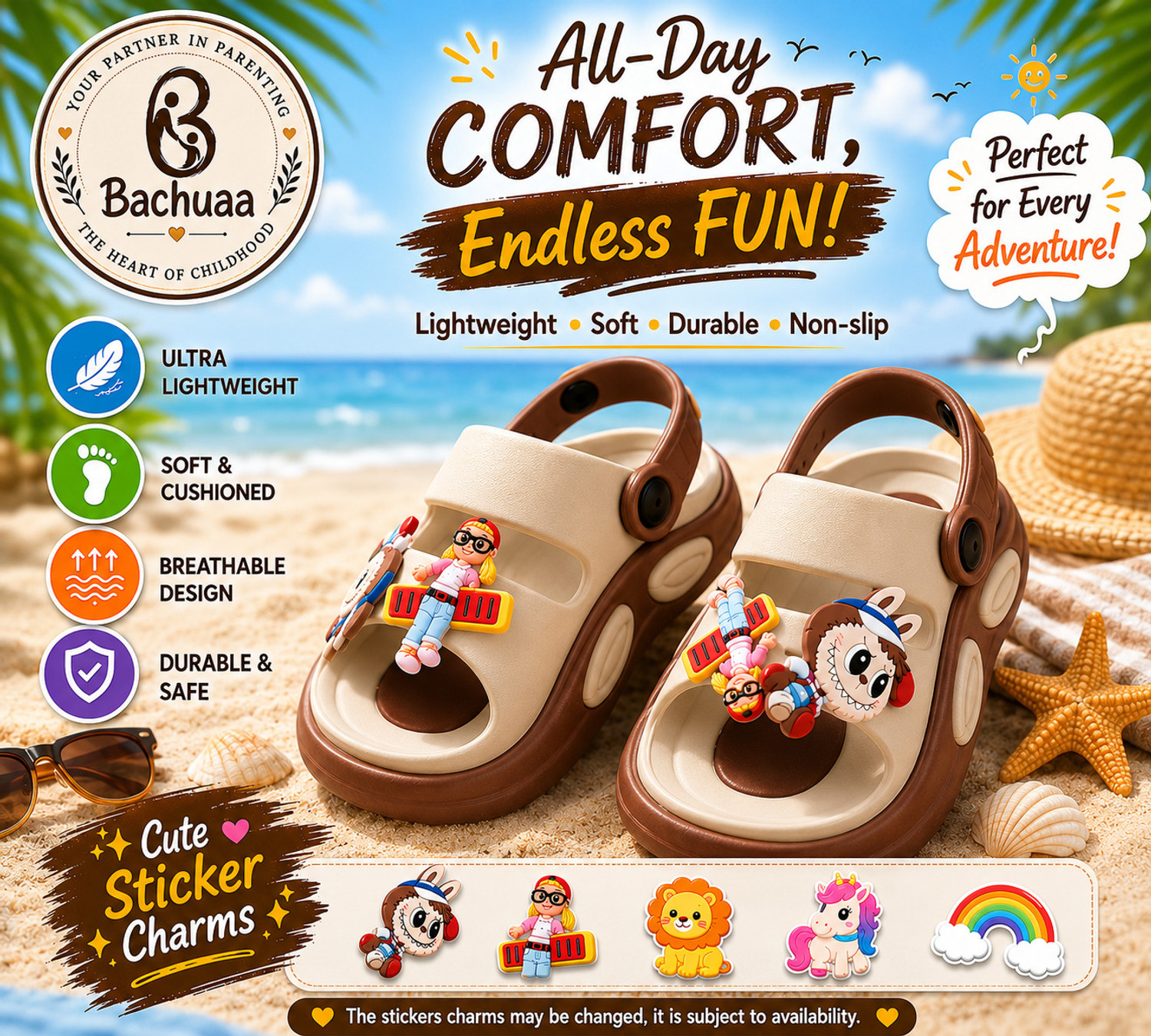 bachuaa Boys & Girls Strap Slipper Flip Flop (Brown, 15-18 Months ...