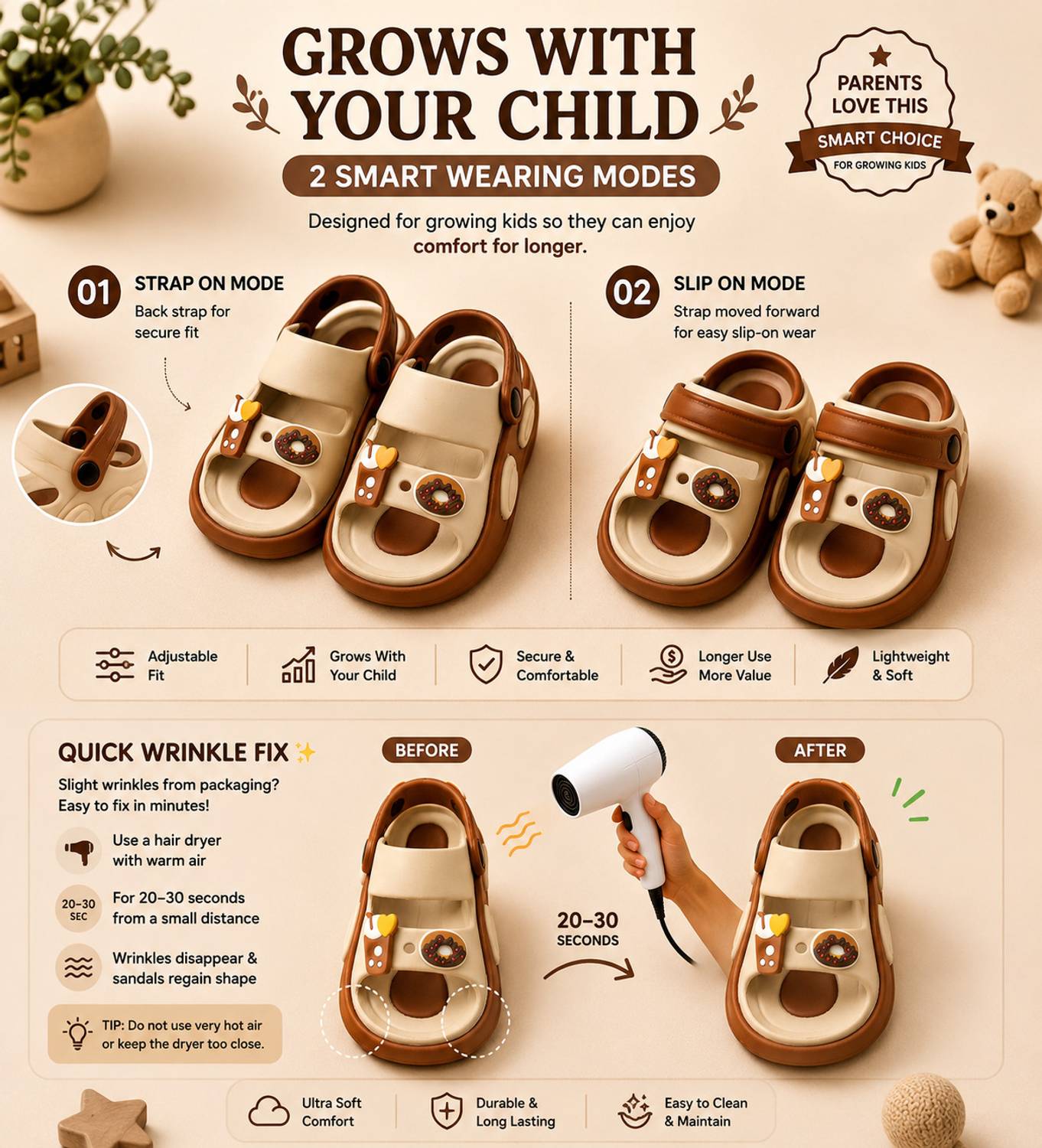 bachuaa Boys & Girls Brown Strap Slipper Flip Flop - Image 5