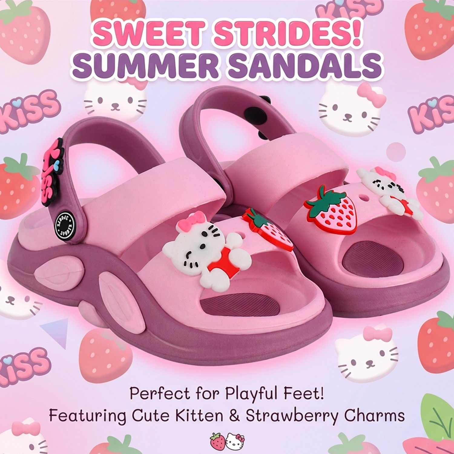 Image of FOOT TRENDS Hello Kitty Sling Back Flats For Girls (Pink, 3-3.5 Years)