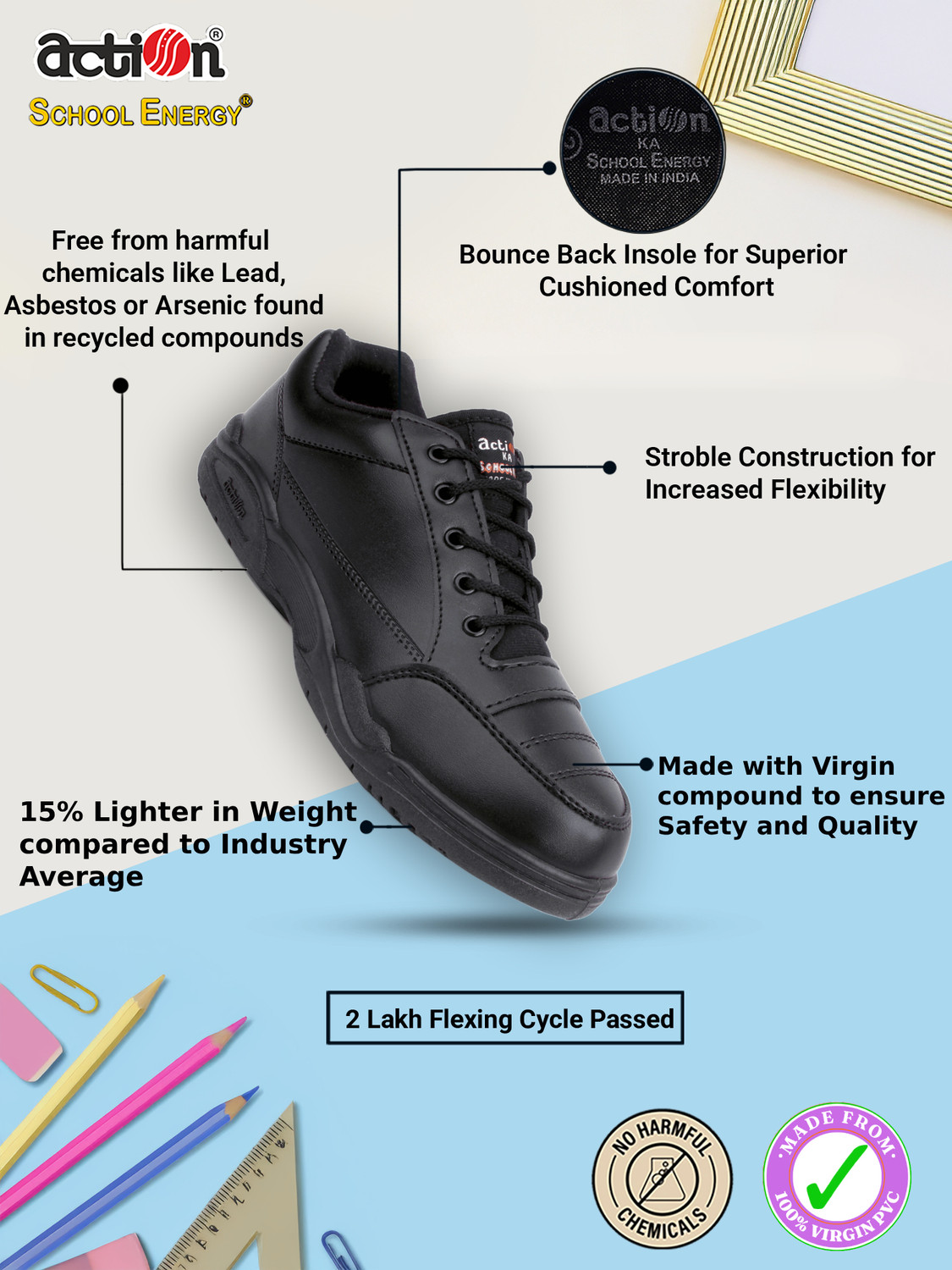 Image of action Boys & Girls Lace School Shoes