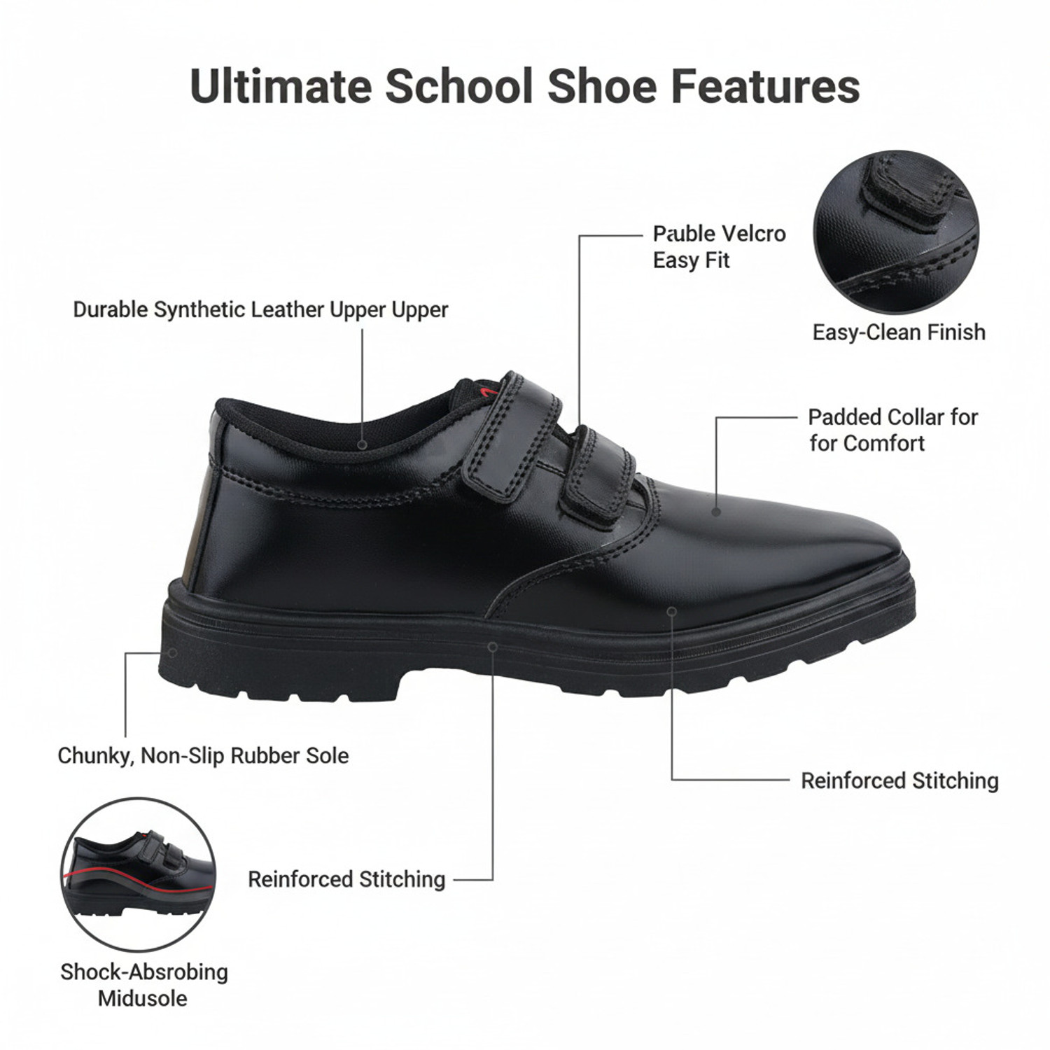 Image of Shoegears Boys & Girls Velcro School Shoes