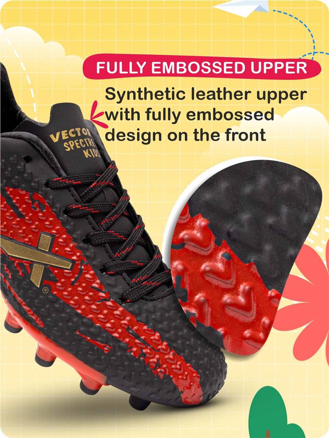 VECTOR X Boys & Girls Lace Football Shoes Black - Image 2