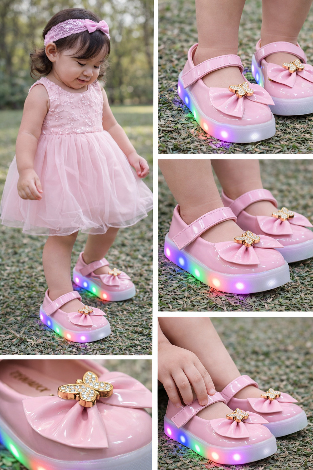 Image of BABYWALKX Girls Velcro LED Shoes