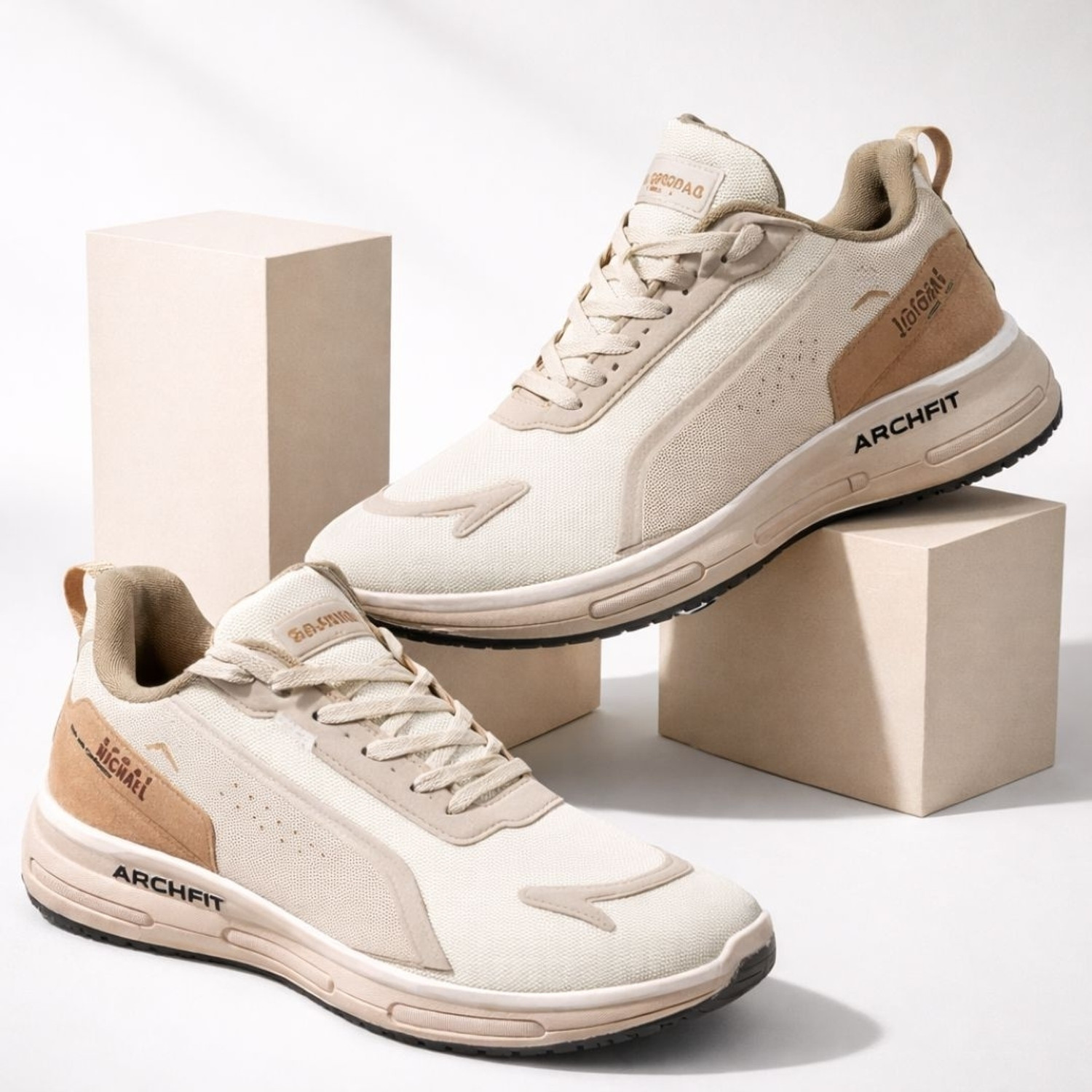 Image of amaezo Lace Sneakers For Boys & Girls (Beige, 4-5 Years)