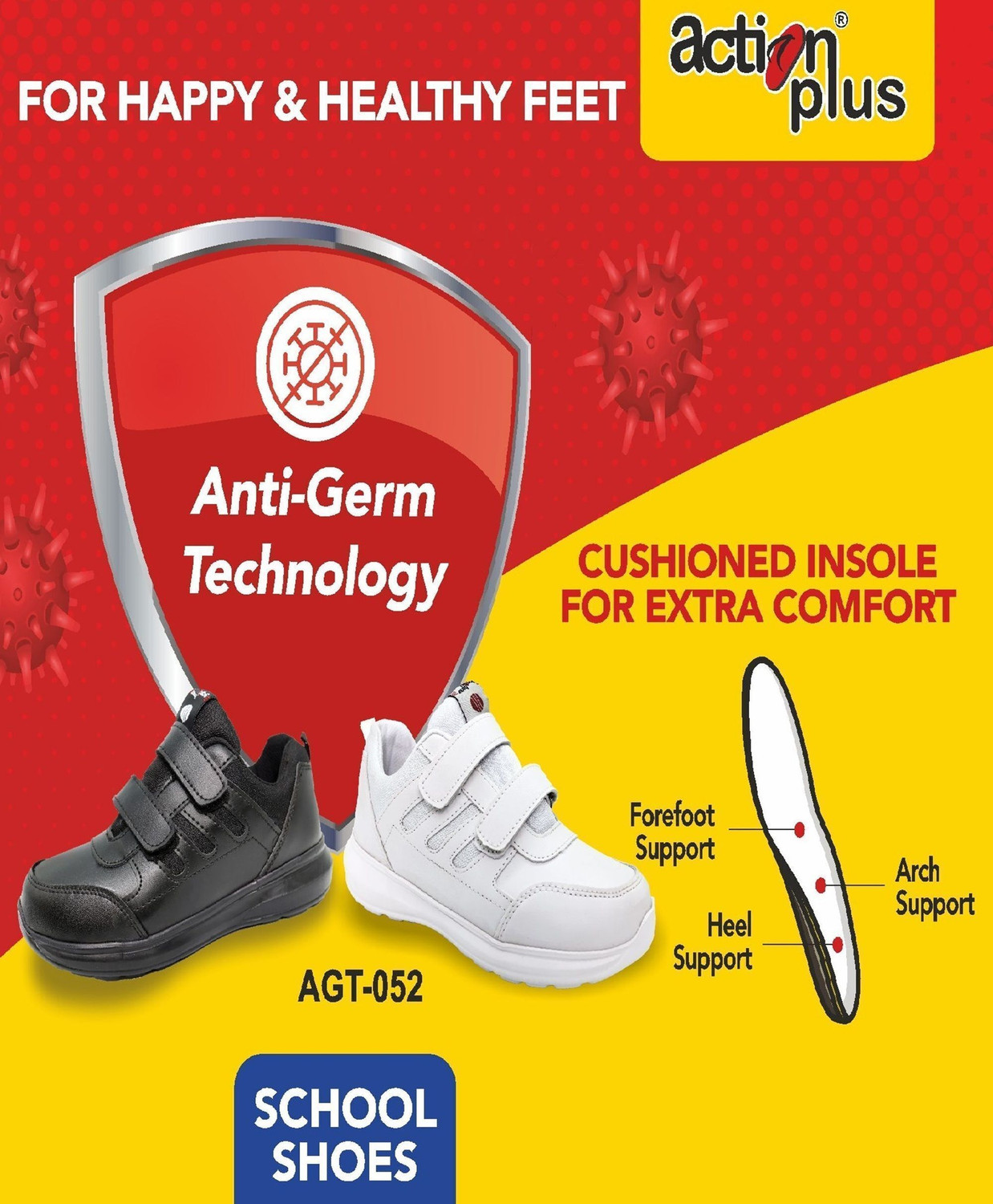 Image of Action Plus Boys & Girls Velcro School Shoes