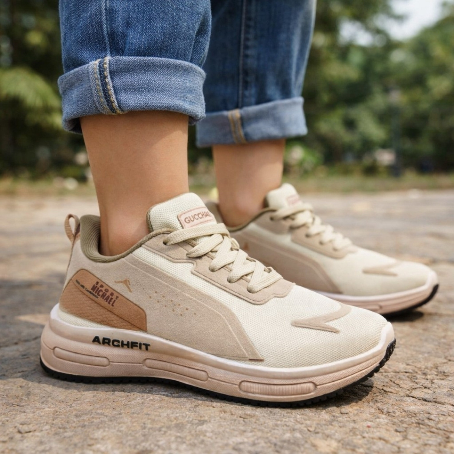 Image of amaezo Lace Sneakers For Boys & Girls (Beige, 4-5 Years)