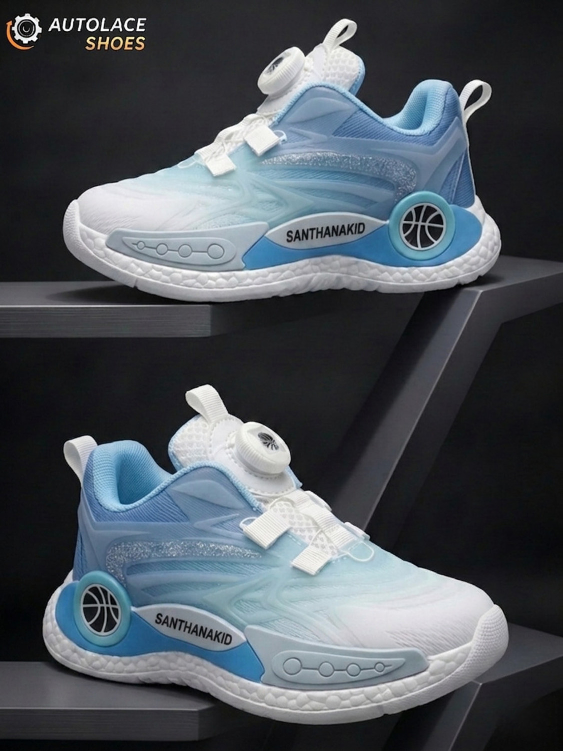 Image of Santhanakid Drawstring Walking Shoes For Boys & Girls (Light Blue, 4-5 Years)