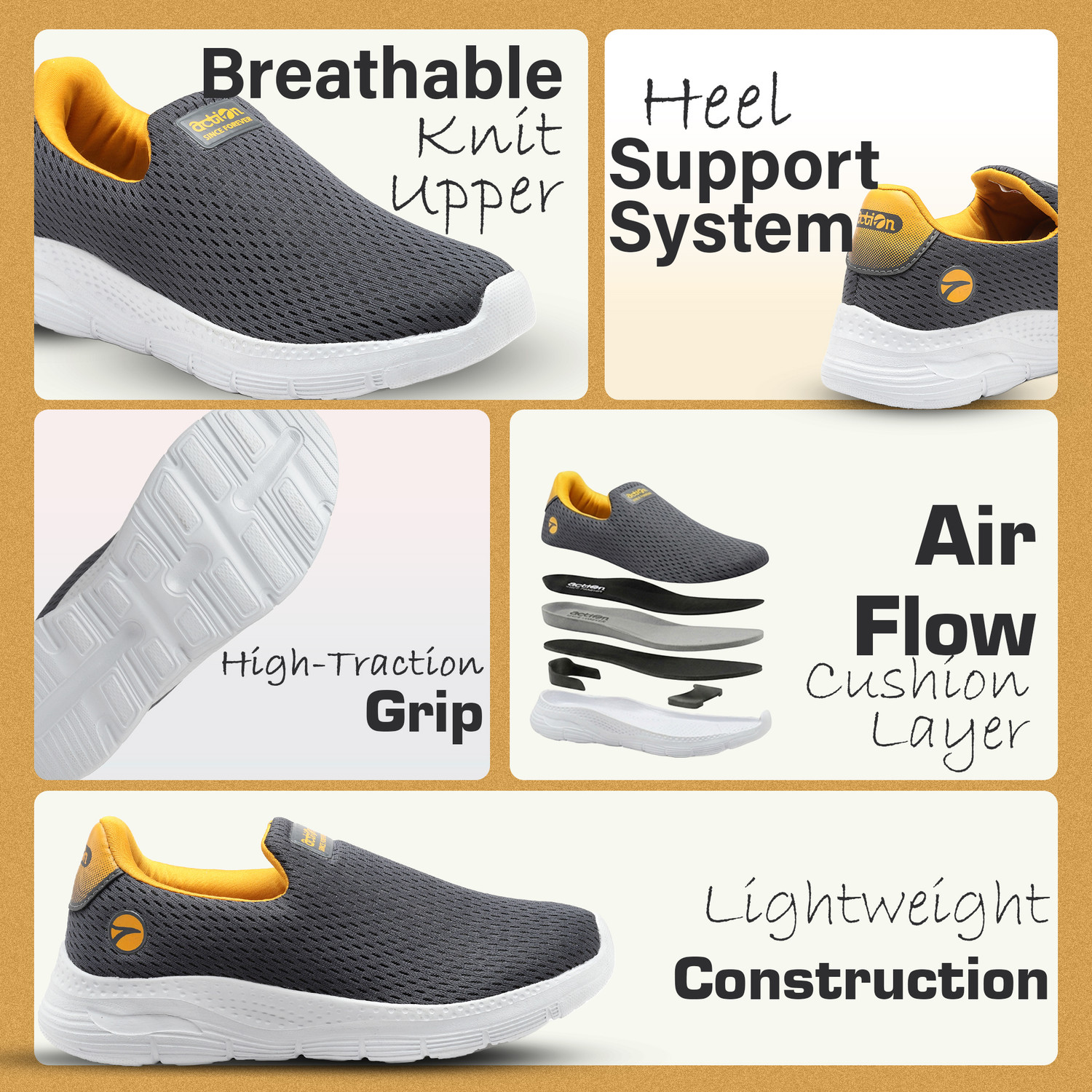 Image of action Athleo MASTER-424 Durable Comfortable Breathable Lighweight Sports Slip-On Boys Slip on Running Shoes