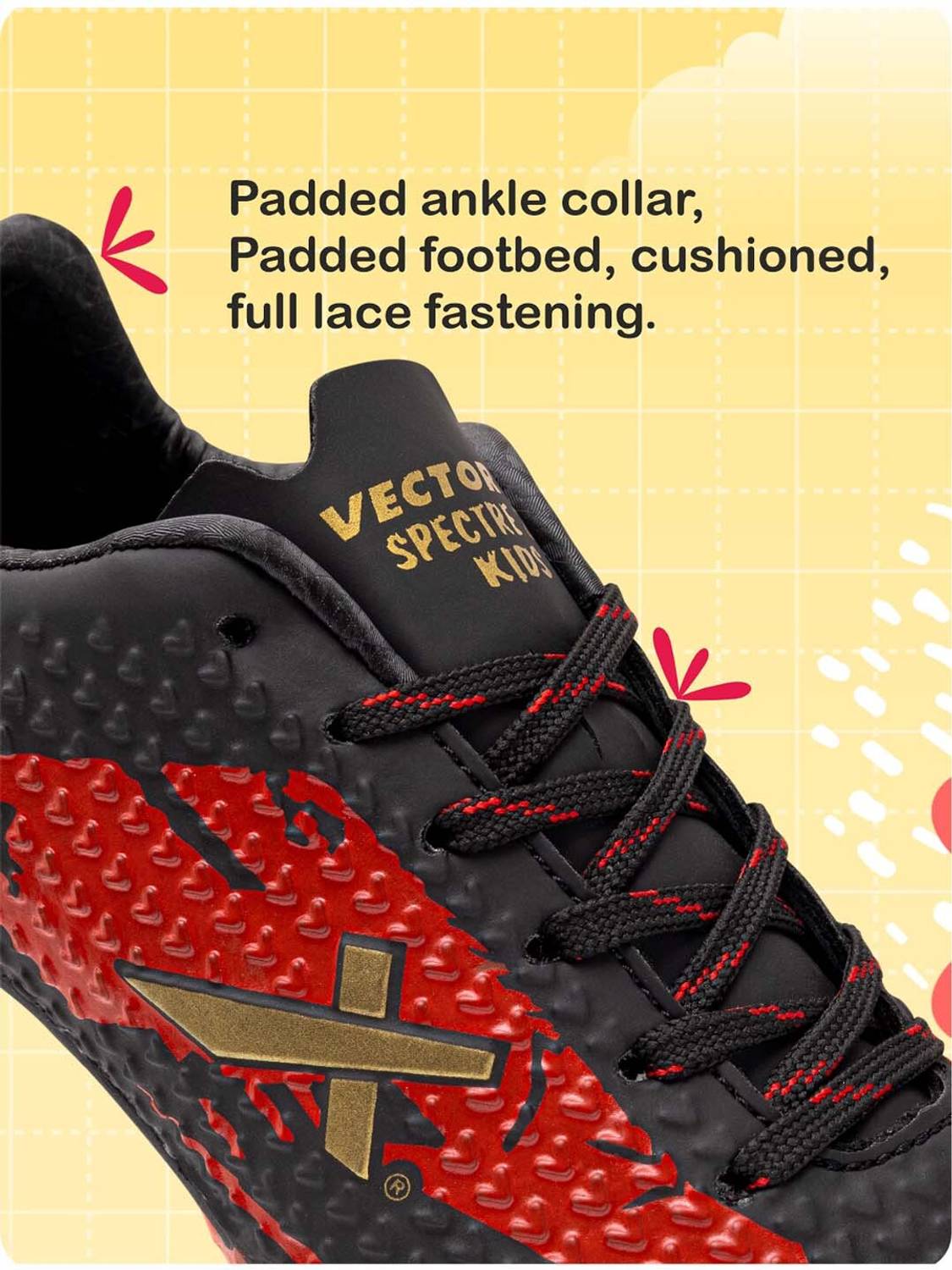 VECTOR X Boys & Girls Lace Football Shoes Black - Image 4