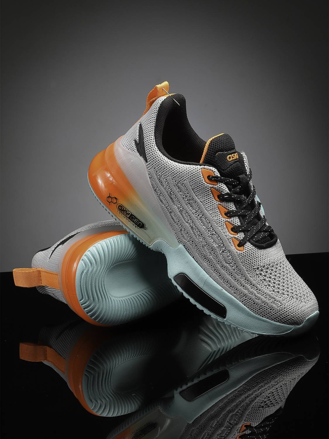 Asian Boys Gray Lace Running Shoes - Image 1
