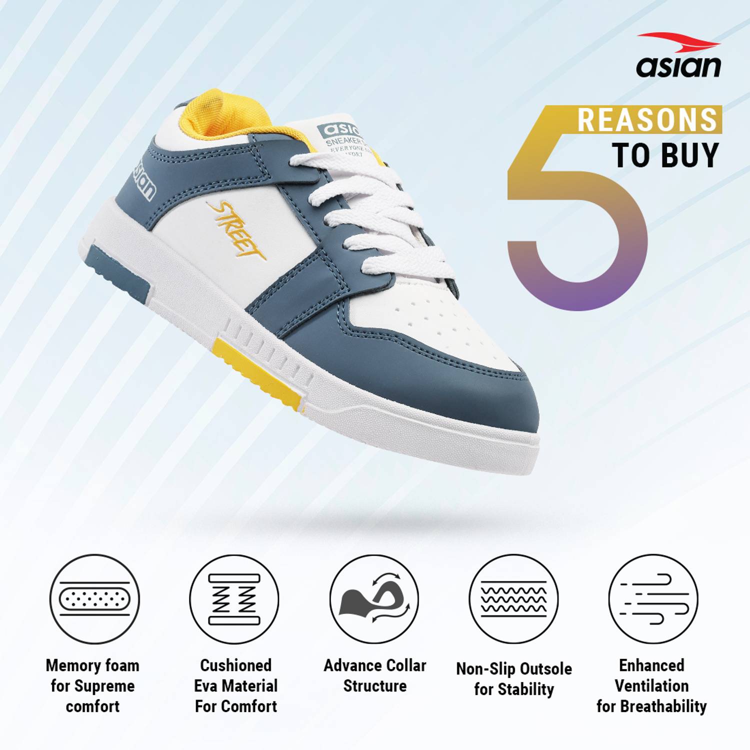 Asian Boys Blue Lace Sneakers - Image 3
