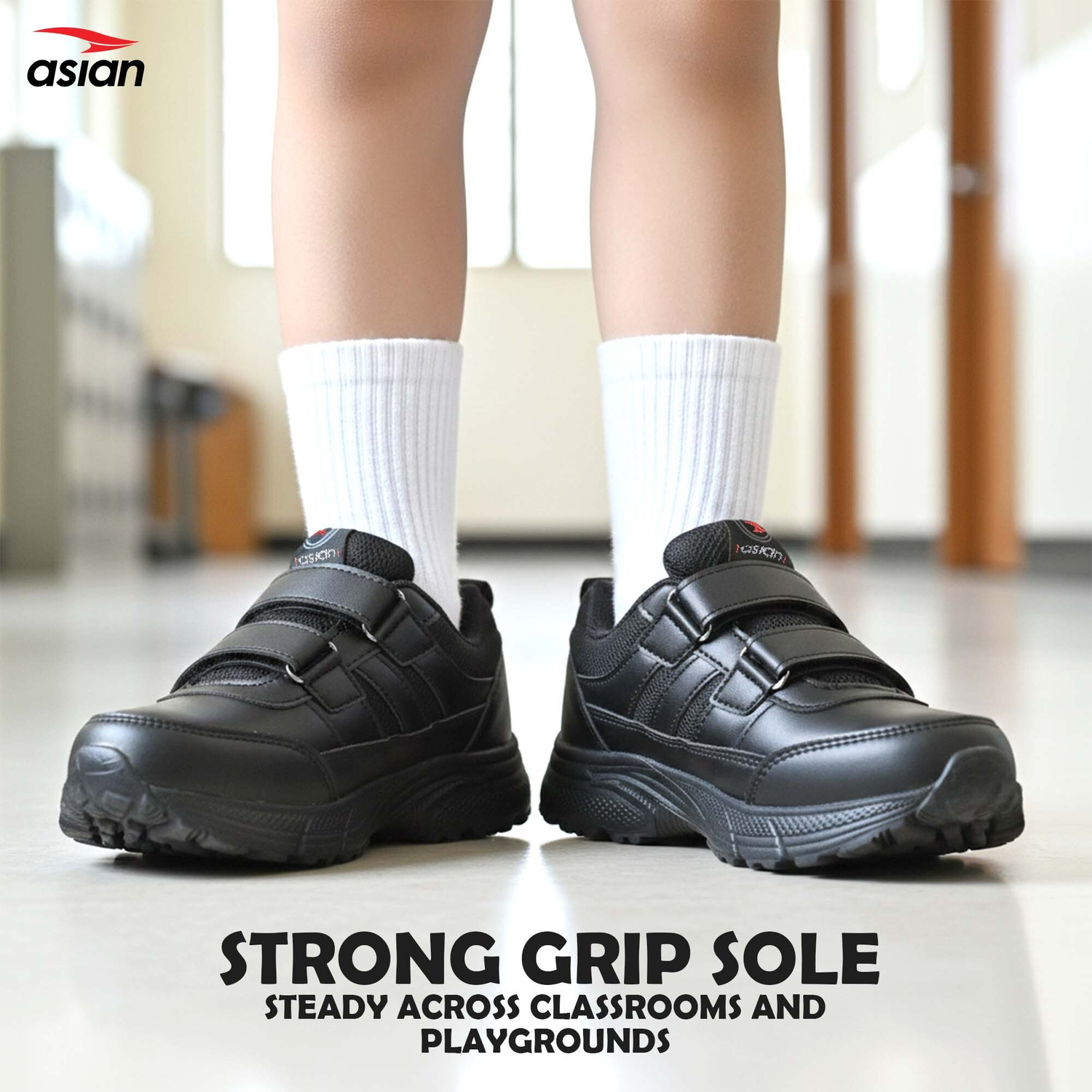 Image of asian Boys & Girls Velcro School Shoes
