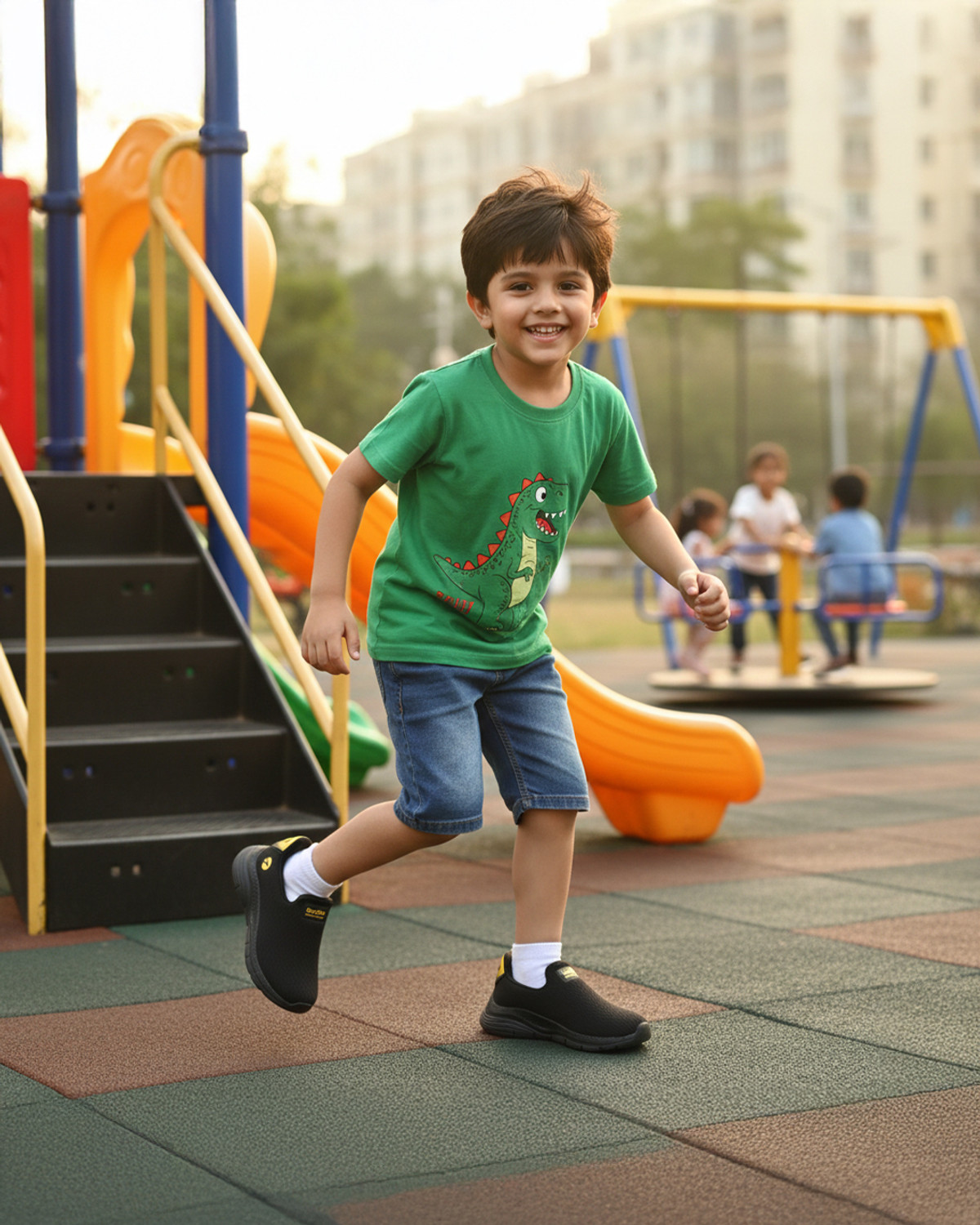 Image of action Athleo MASTER-424 Durable Comfortable Breathable Lighweight Sports Slip-On Boys Slip on Running Shoes