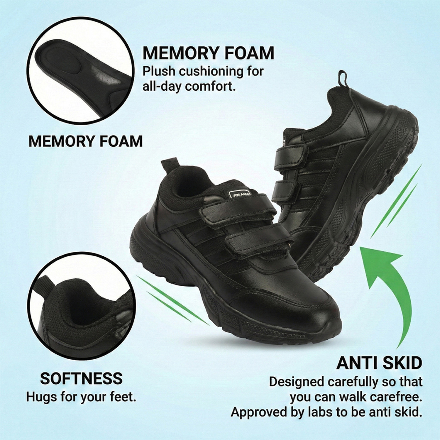 Image of Filngo Boys Velcro School Shoes