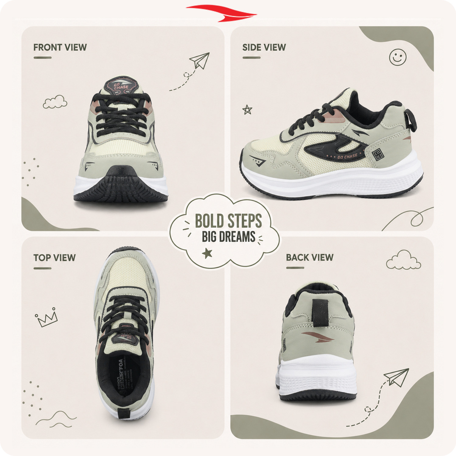 Image of asian Lace Running Shoes For Boys (Green, 10-11 Years)