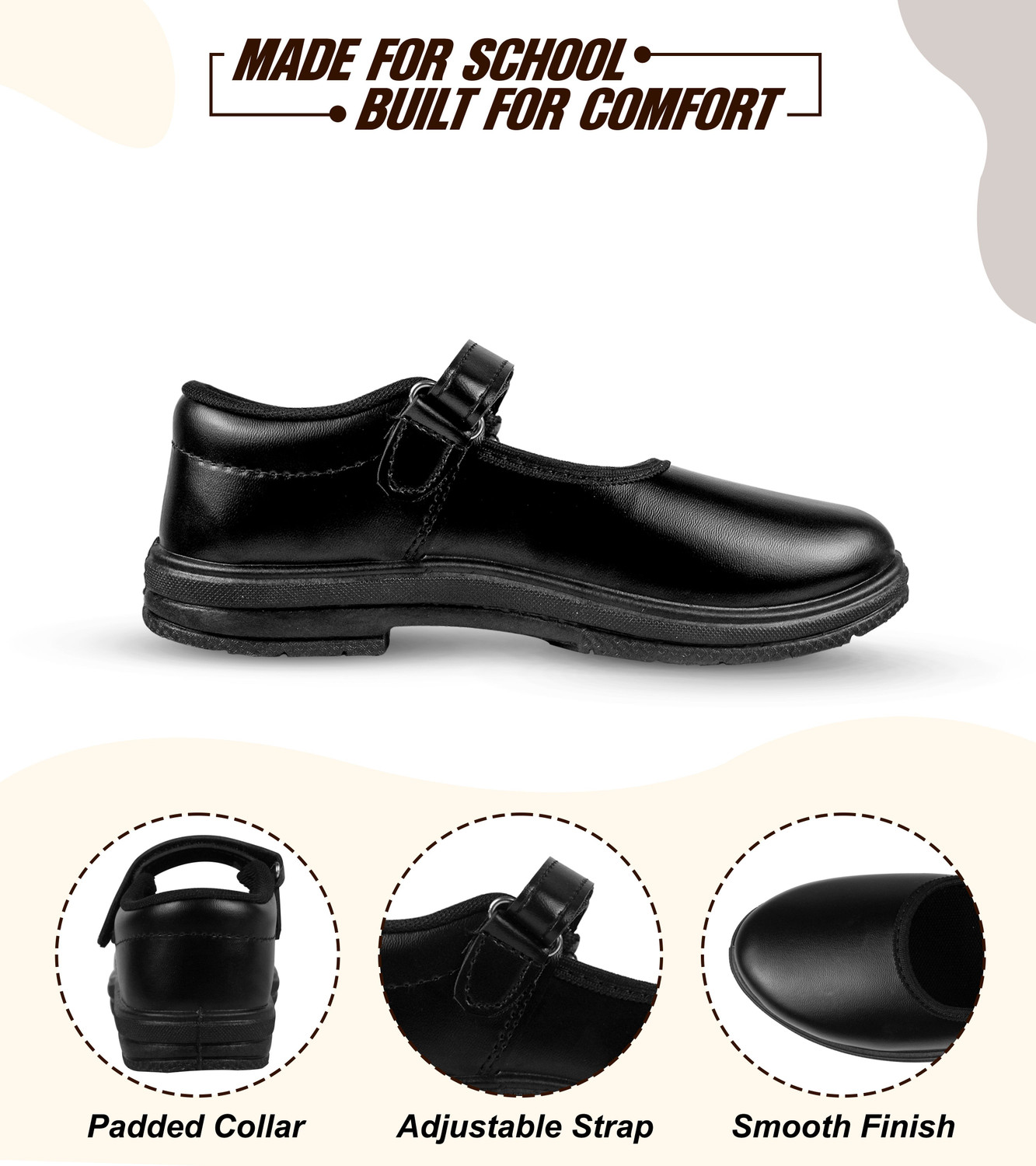 Image of KOSY Girls Velcro School Shoes