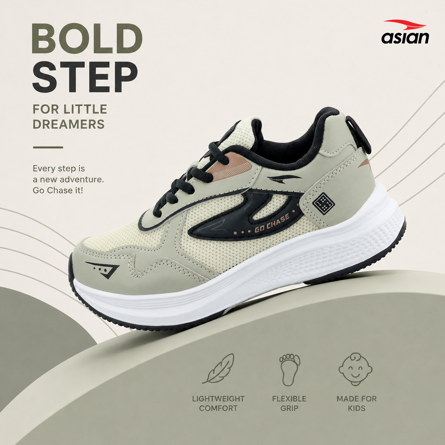 Image of asian Lace Running Shoes For Boys (Green, 10-11 Years)