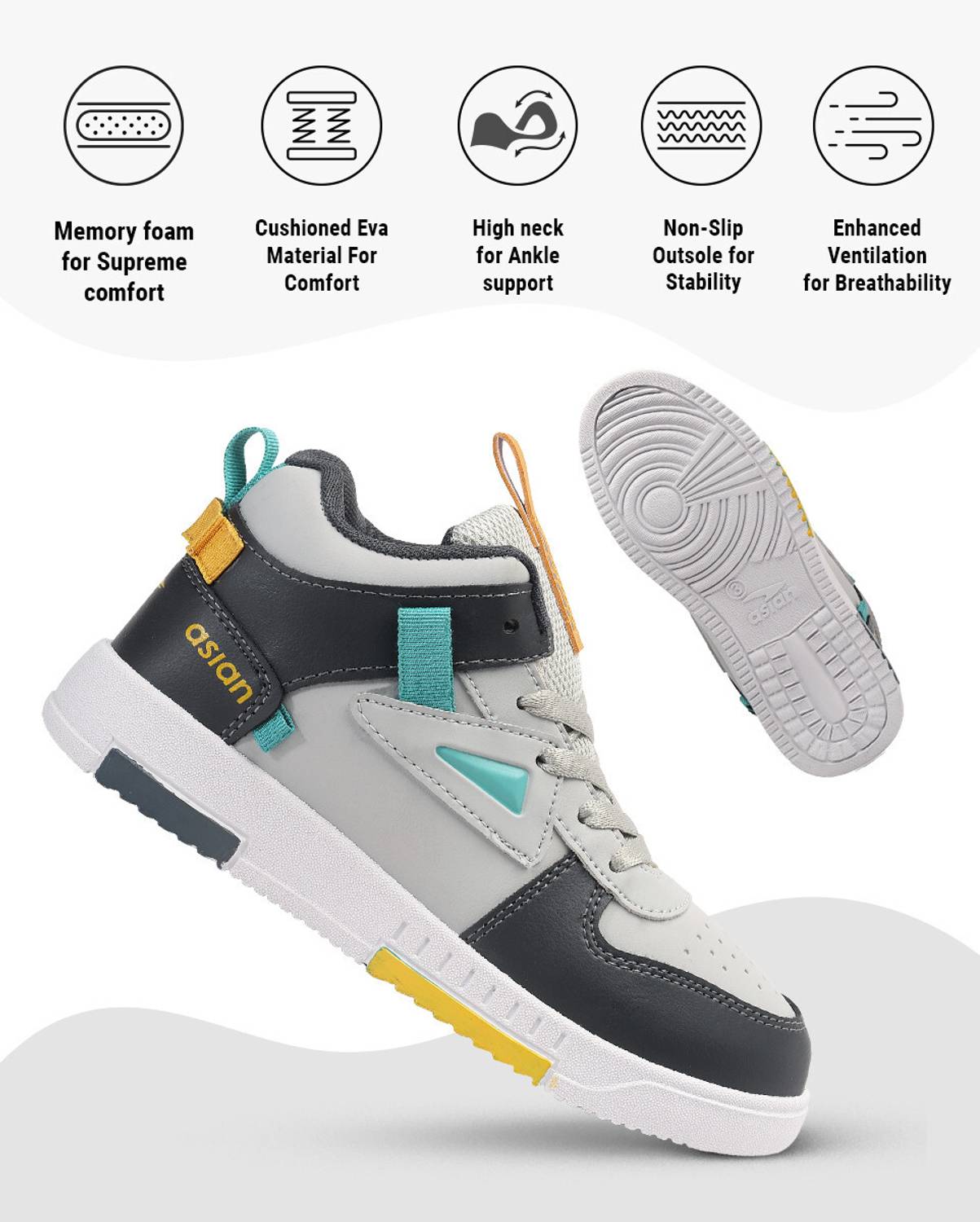 Asian Boys Lace Sneakers Gray - Image 3