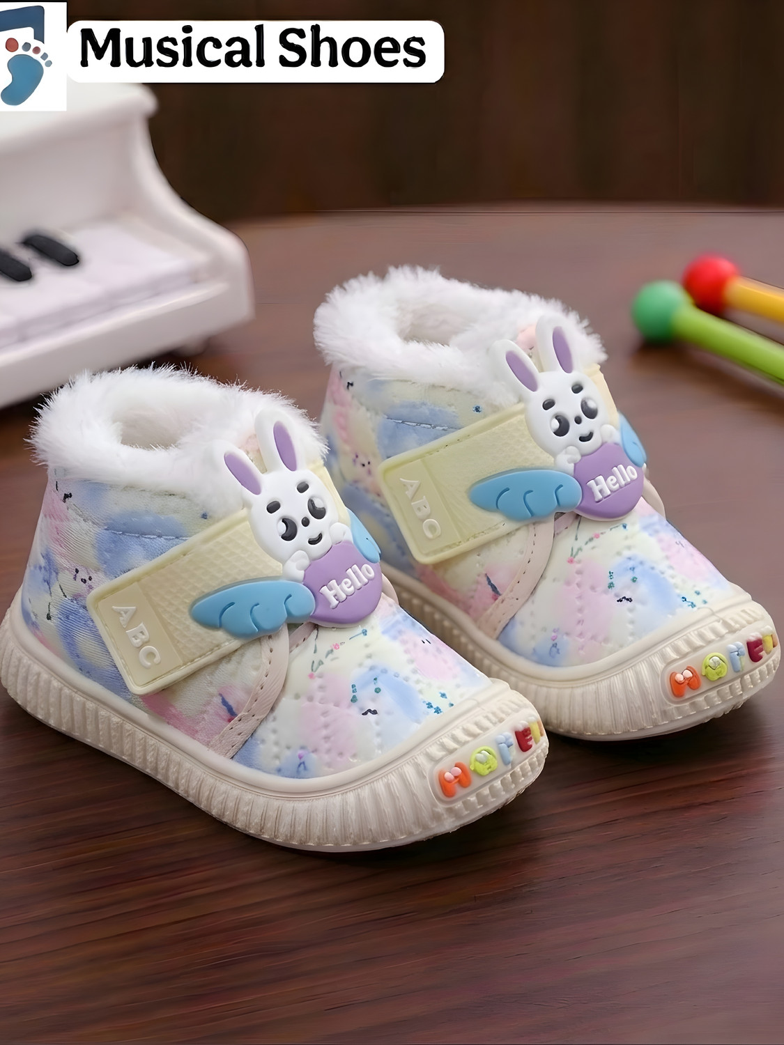 Image of HOOH - Now comfort in fashion Velcro Chu Chu Shoes For Girls (White, 18-24 Months)
