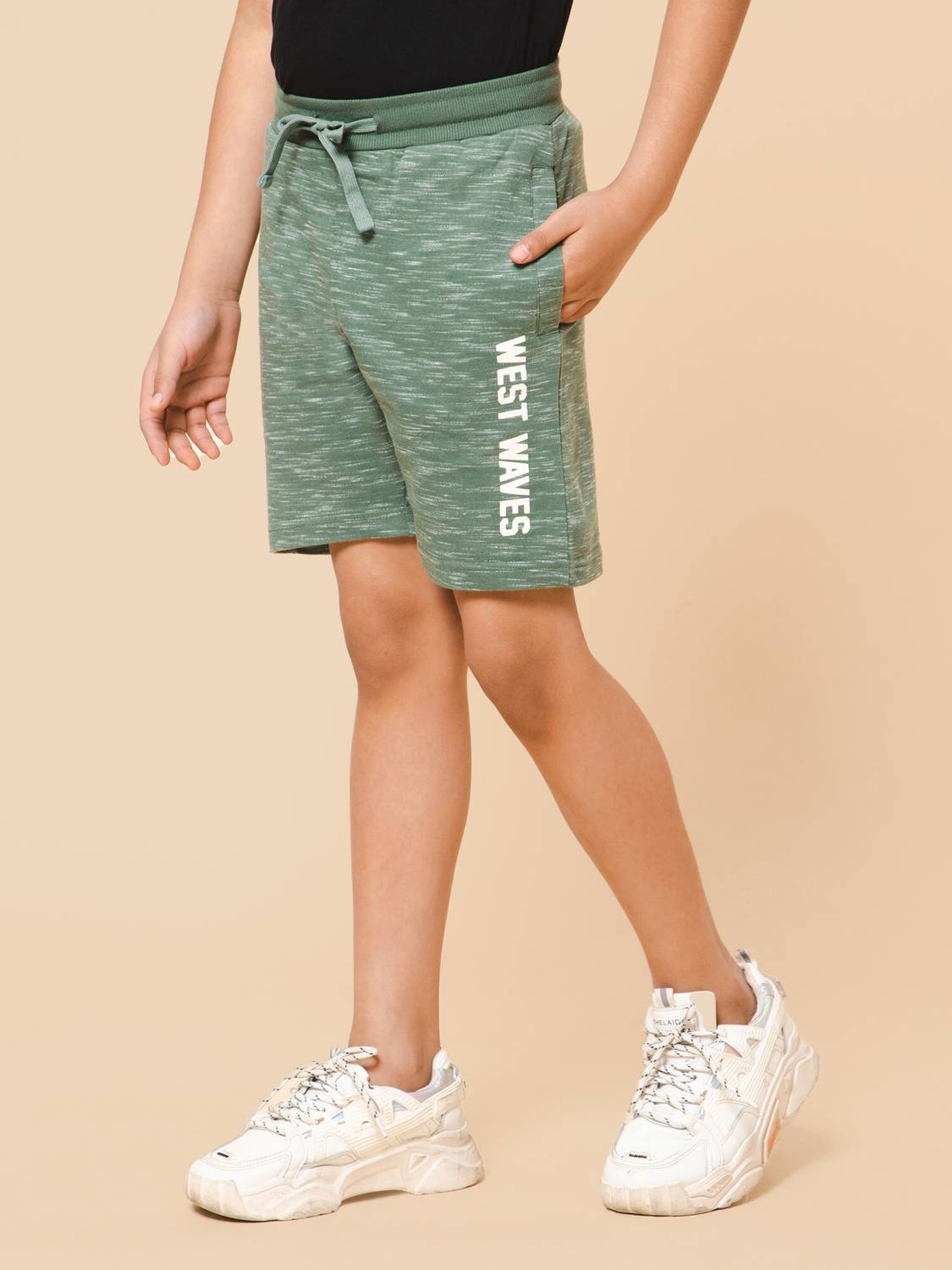 Alan Jones Short For Boys Casual Printed, Self Design Pure Cotton