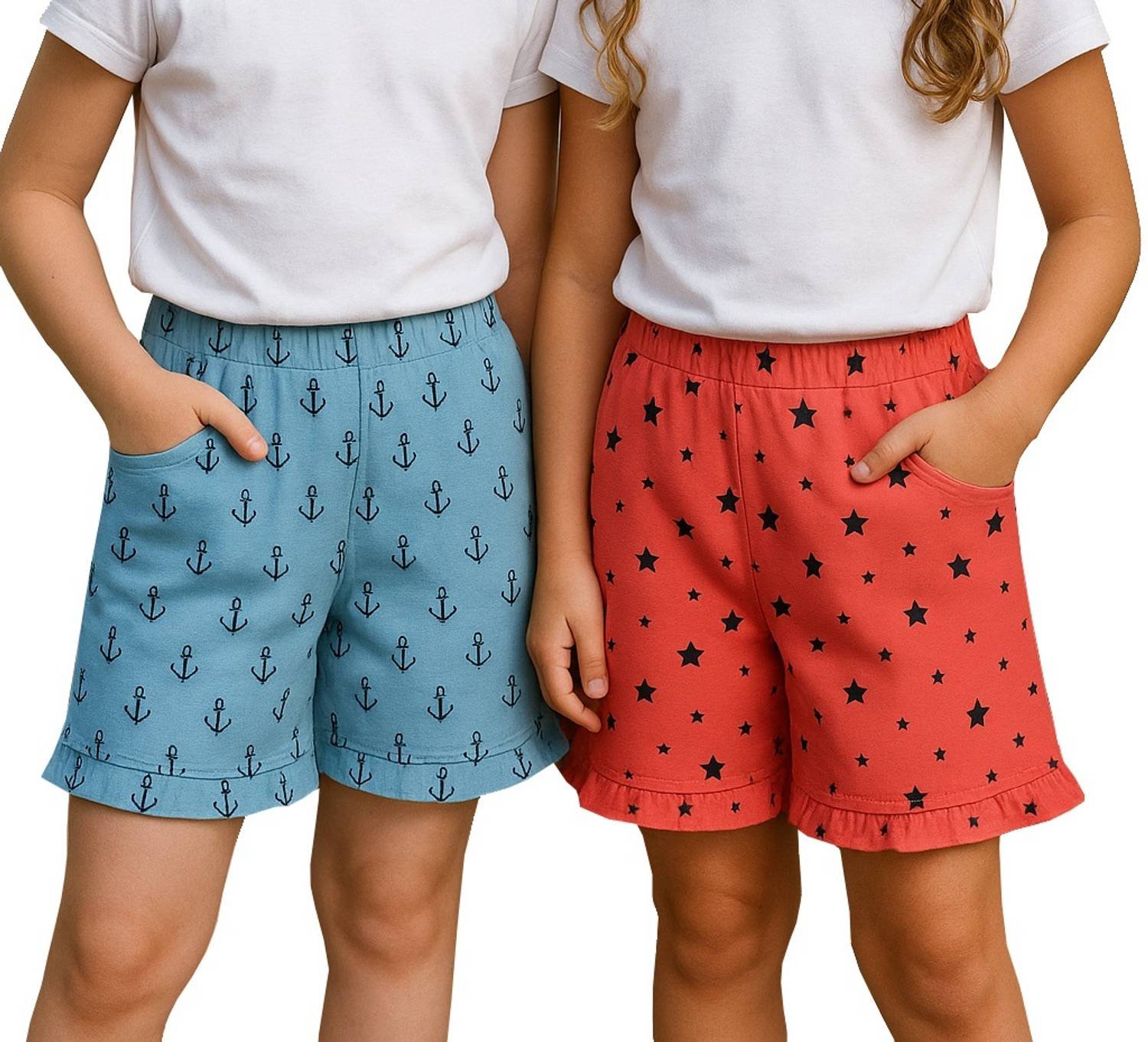 ACCOLENT Short For Girls Casual Printed Cotton Blend