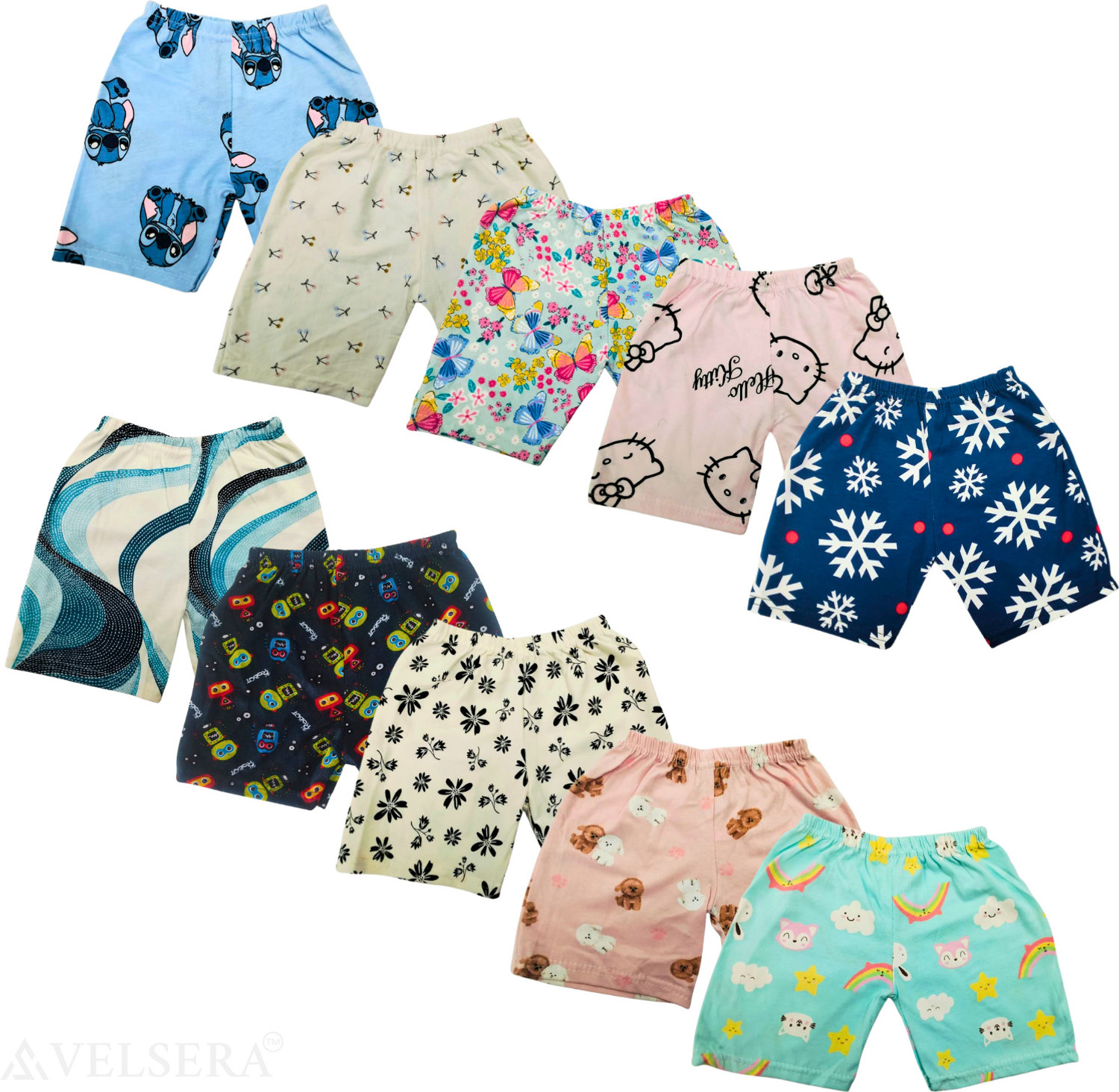 Image of VELSERA Short For Baby Boys & Baby Girls Casual Printed Pure Cotton