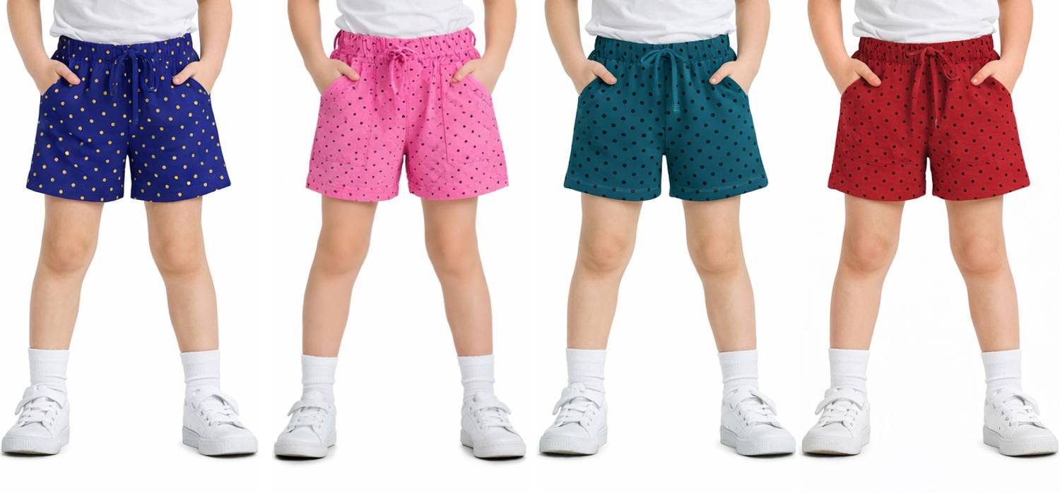 adibaba Short For Boys & Girls Casual Polka Print Cotton Blend