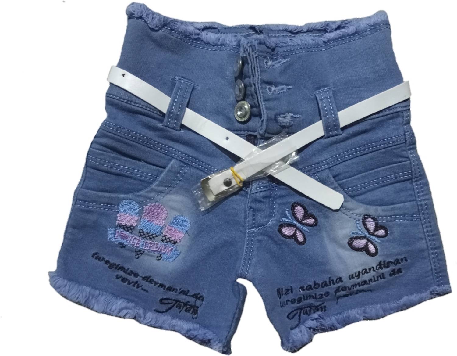 Bikram Short For Girls Casual Embriodered Denim