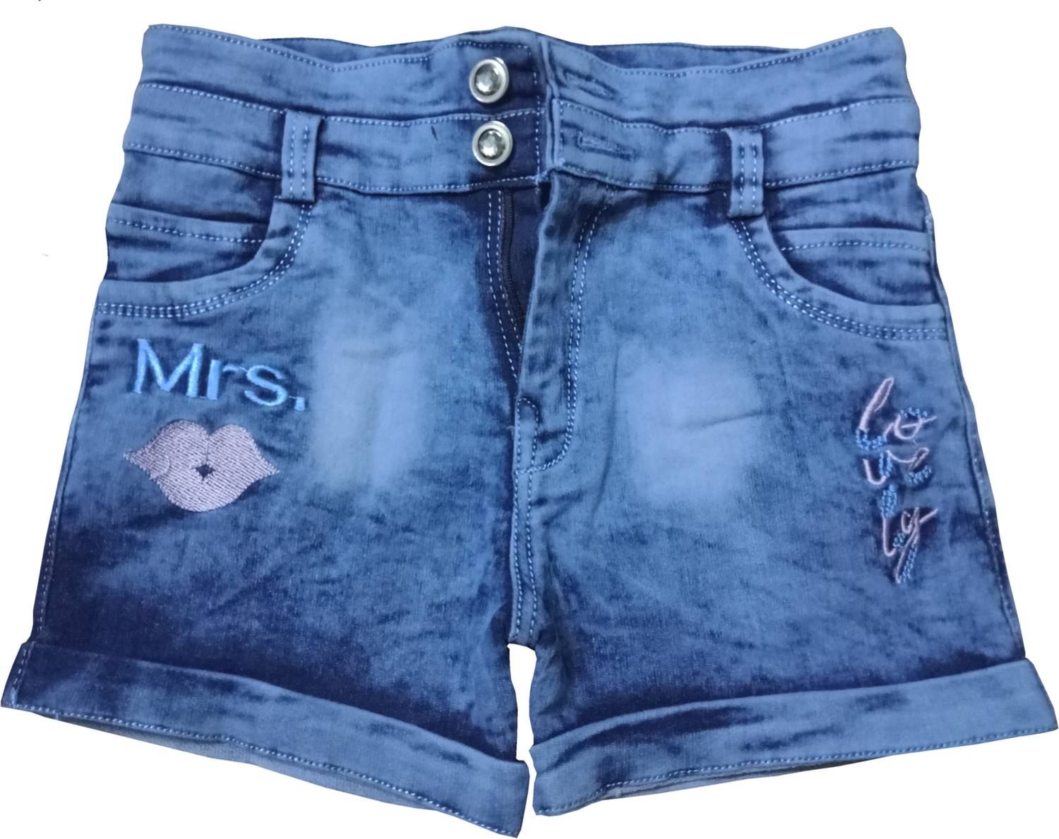Bikram Short For Girls Casual Embriodered Denim