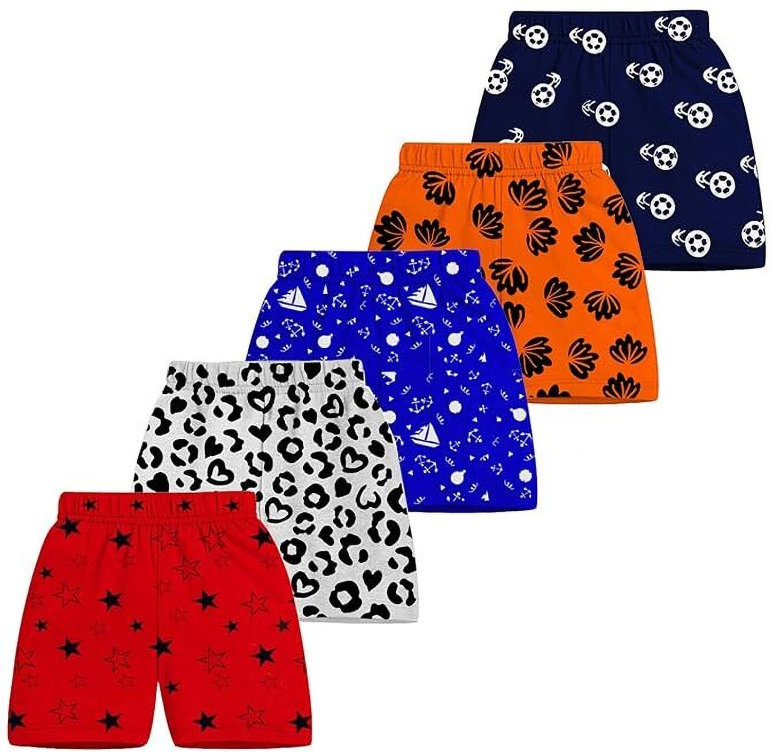Image of SBNNewlifestyle Short For Girls Casual Printed Pure Cotton (Multicolor, Pack of 5)