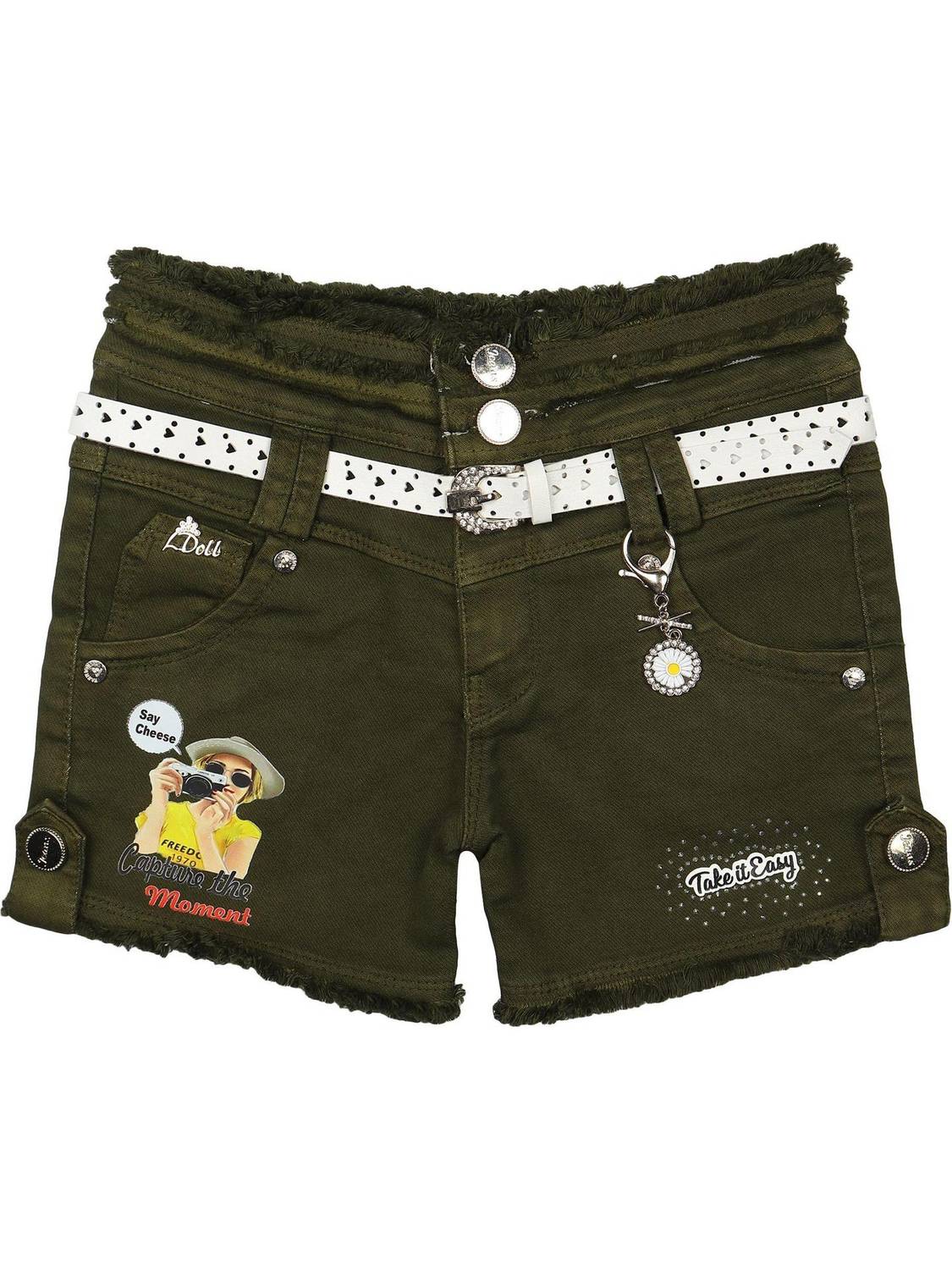 Arshia Fashions Short For Girls Casual Printed Denim