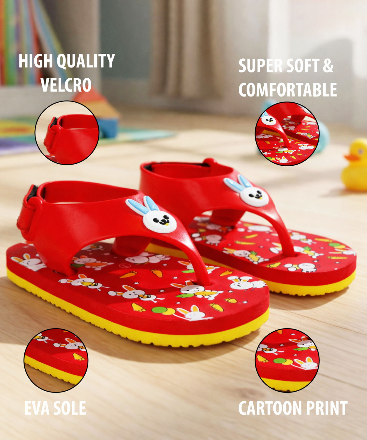 Image of Tiny Tiger Looney Toons Boys & Girls Velcro Slipper Flip Flop