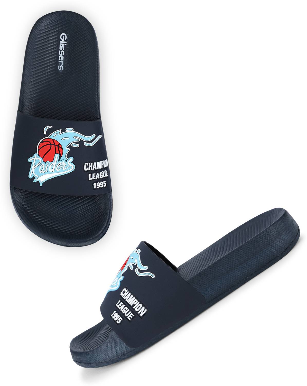 Glissers Boys Slip On Slipper Flip Flop, Black