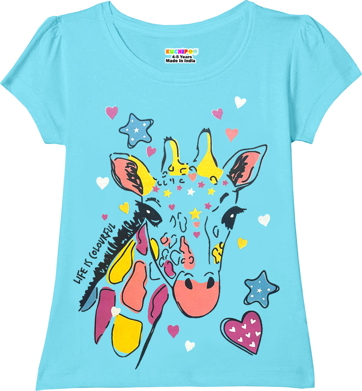 Image of Kuchipoo Girls Printed Cotton Blend Regular T Shirt