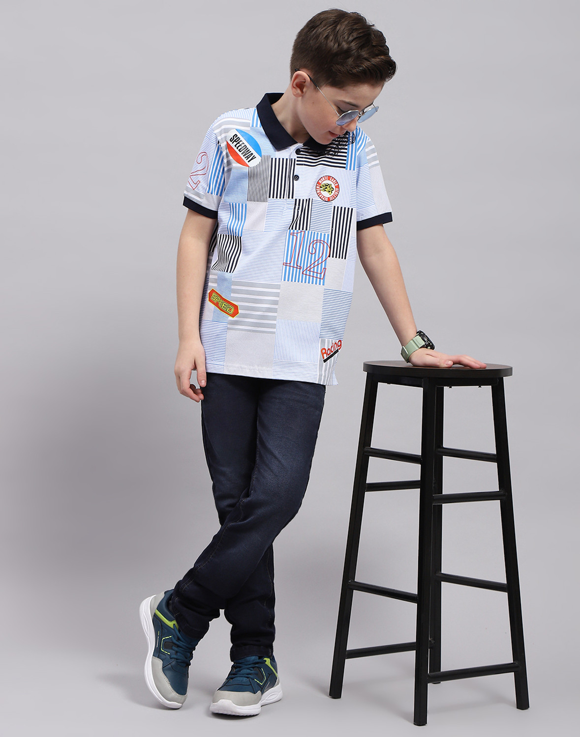 Image of MONTE CARLO Boys Printed Cotton Blend Regular T Shirt