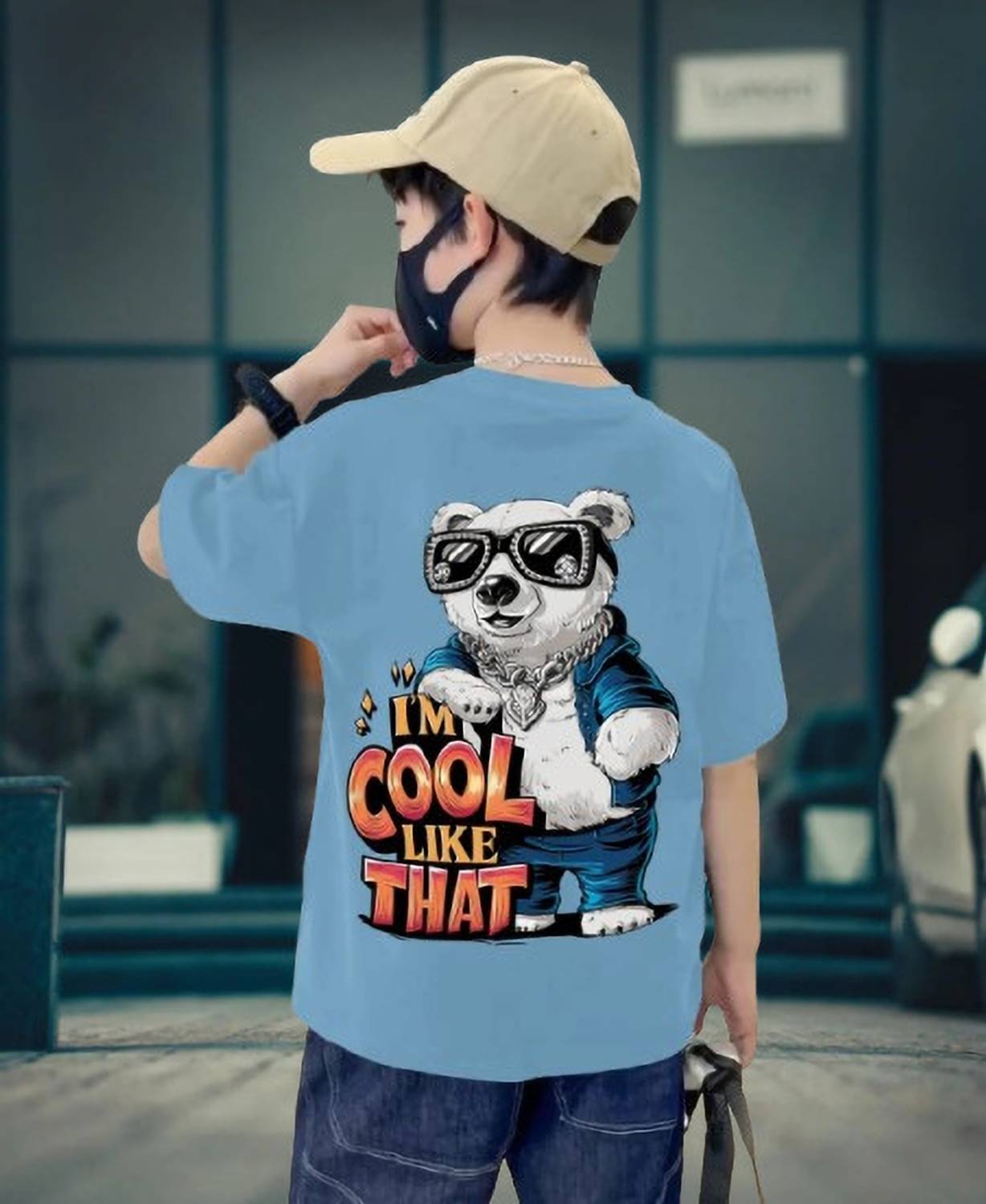 BuckleMen Boys Graphic Print Pure Cotton Oversized T Shirt