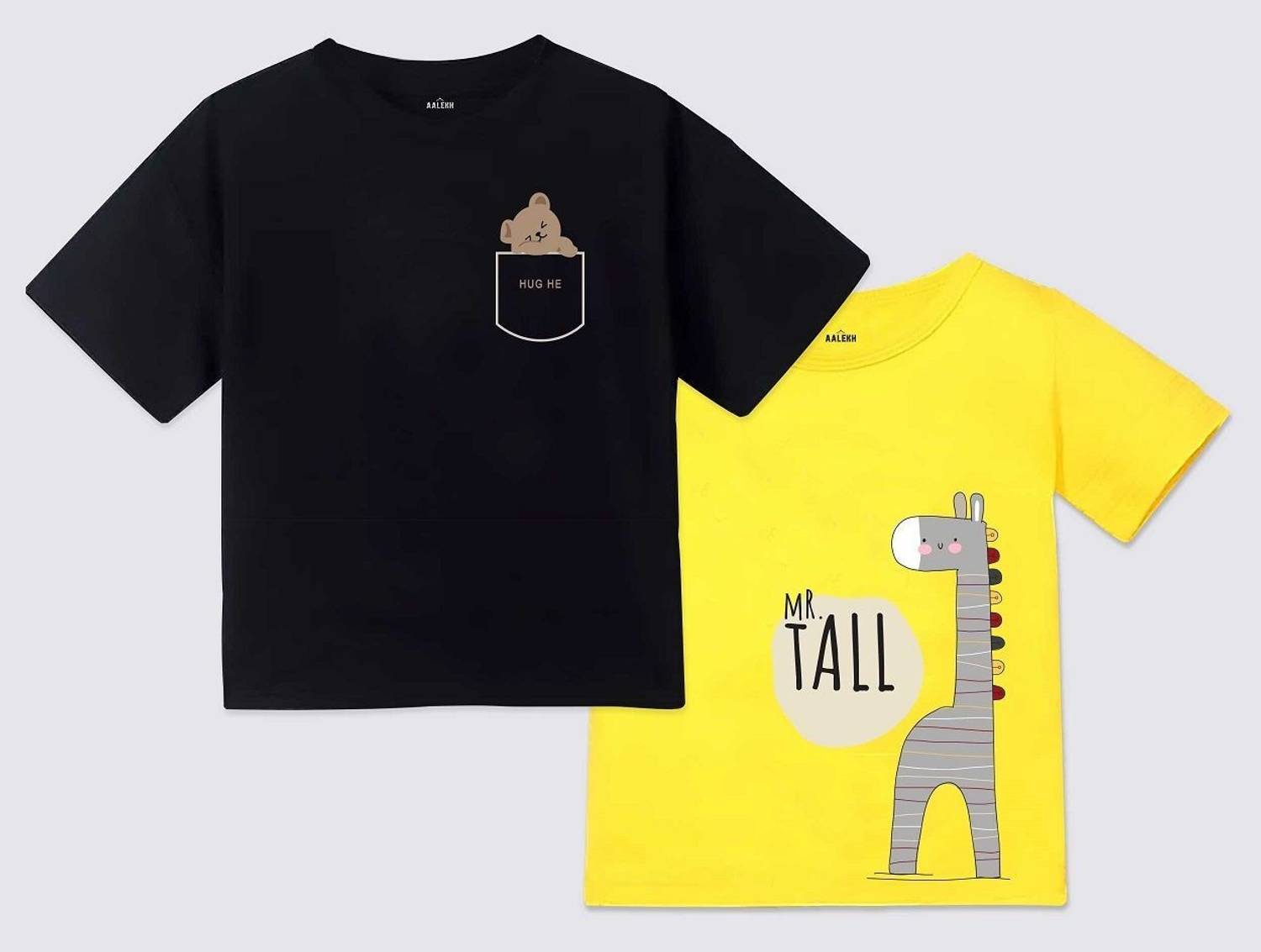 AALEKH Baby Boys & Baby Girls Printed Pure Cotton Regular T Shirt