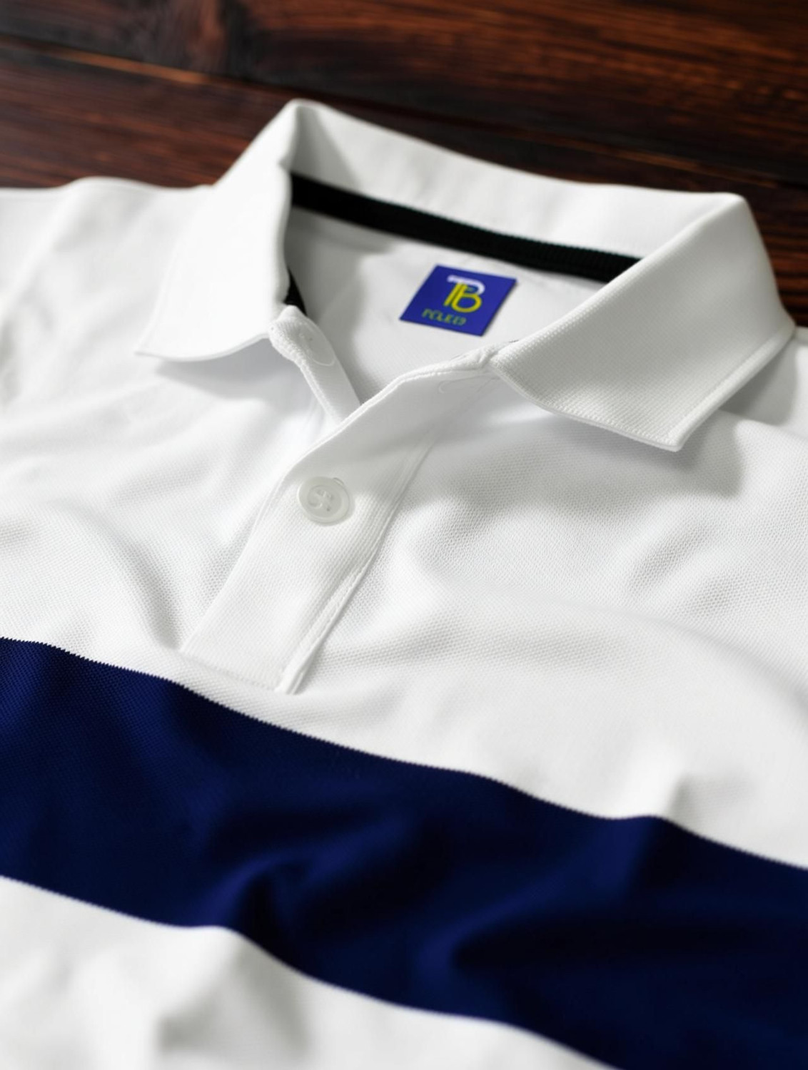 Image of TB Blue Boys Striped Cotton Blend Slim T Shirt