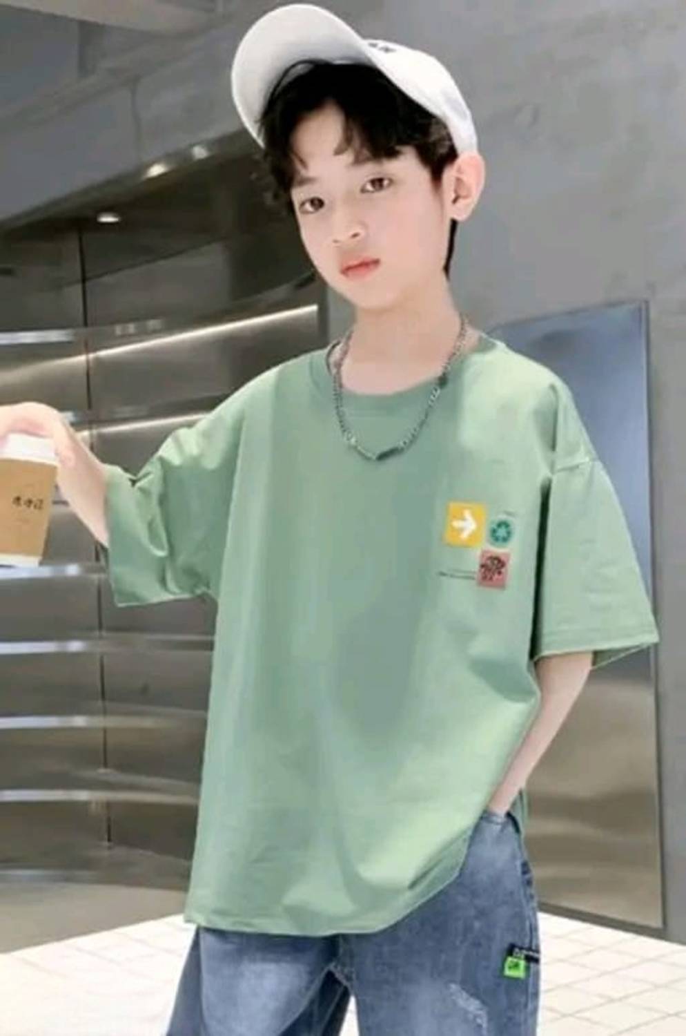ASHA Boys Printed Cotton Blend Oversized T Shirt