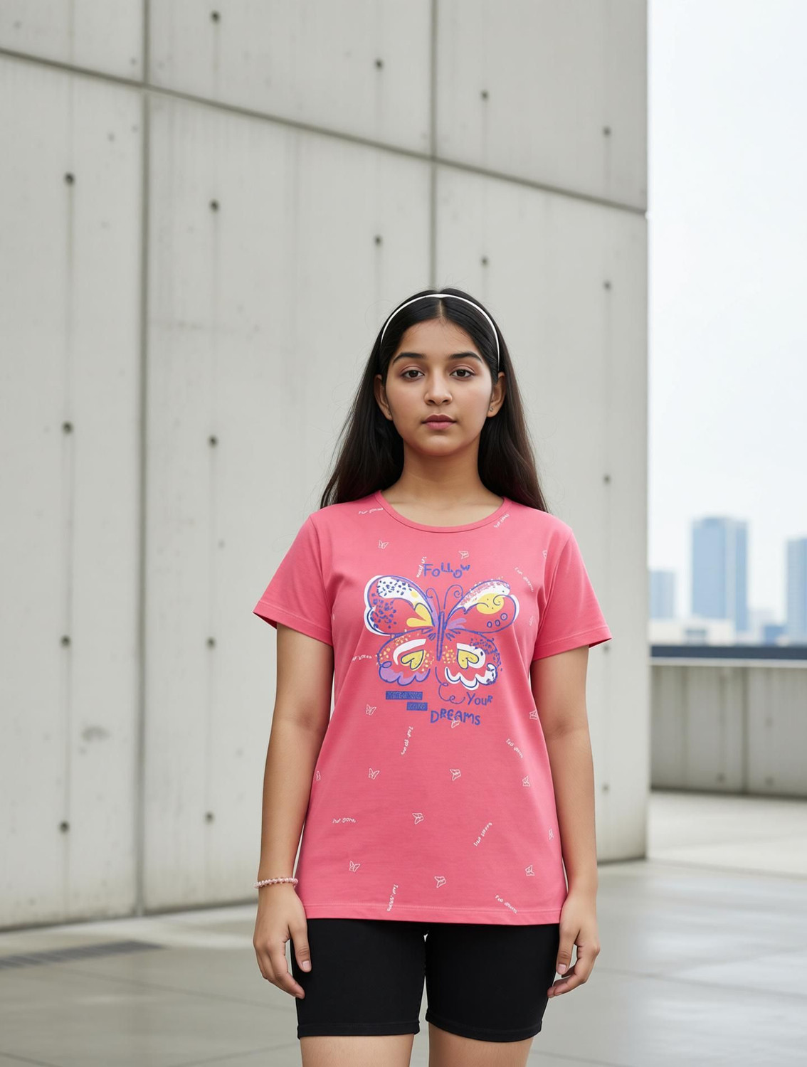 Image of Zuniors-SSC Girls Graphic Print Pure Cotton Regular T Shirt