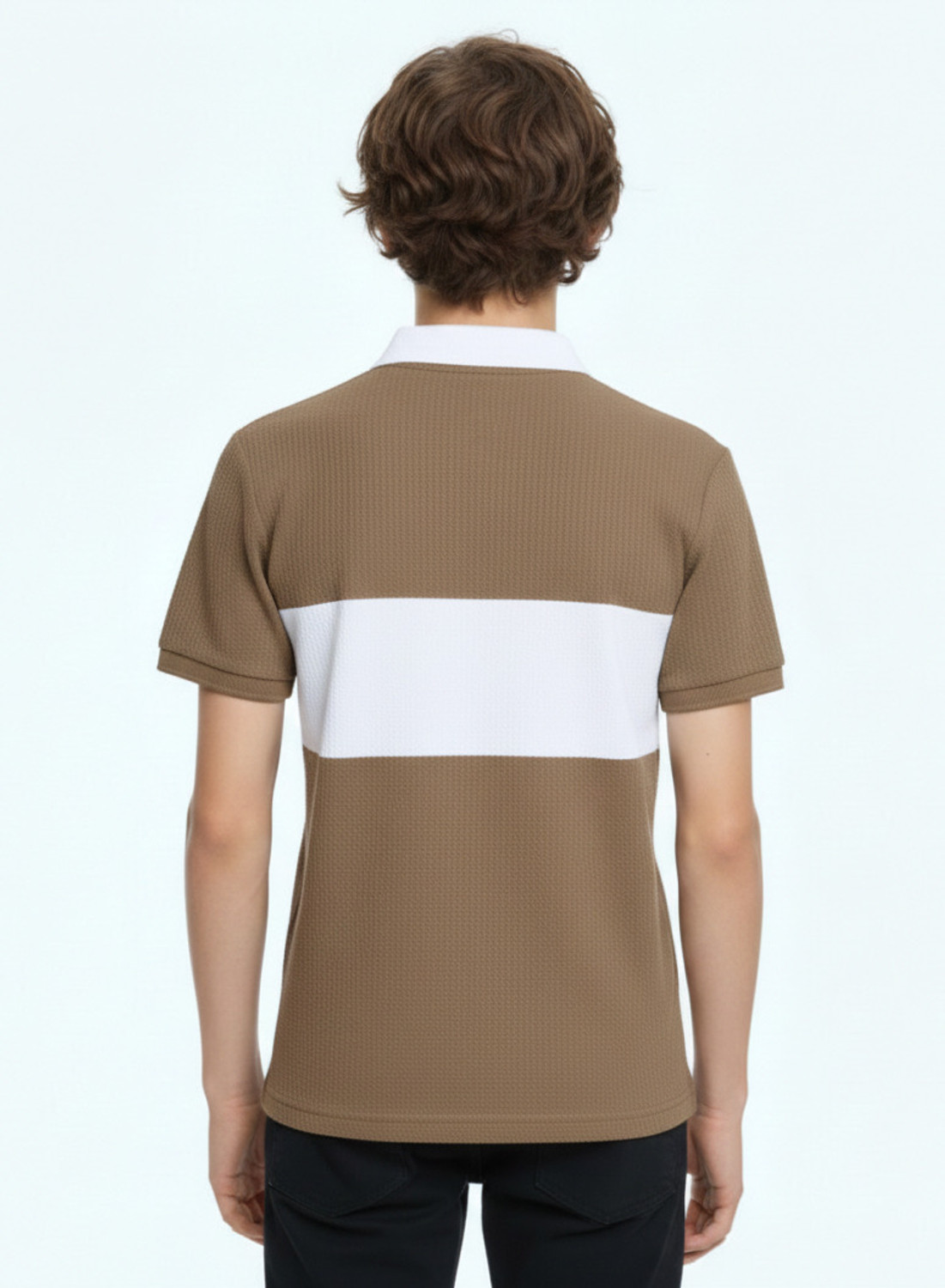 Image of Try This Boys Colorblock Cotton Blend Regular T Shirt (Brown, White, Pack of 1)